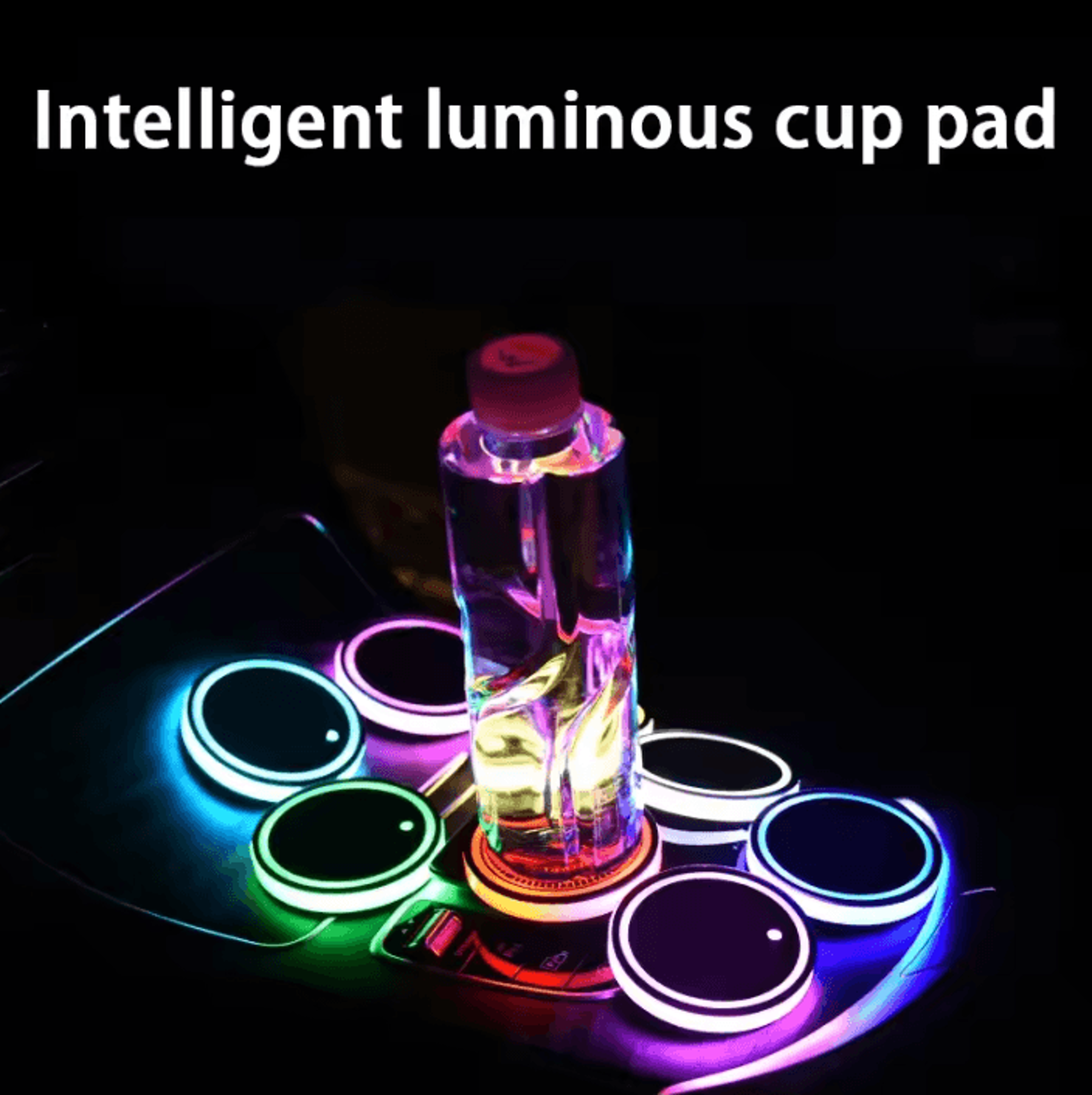 led car cup holder coaster with color changing ambient light