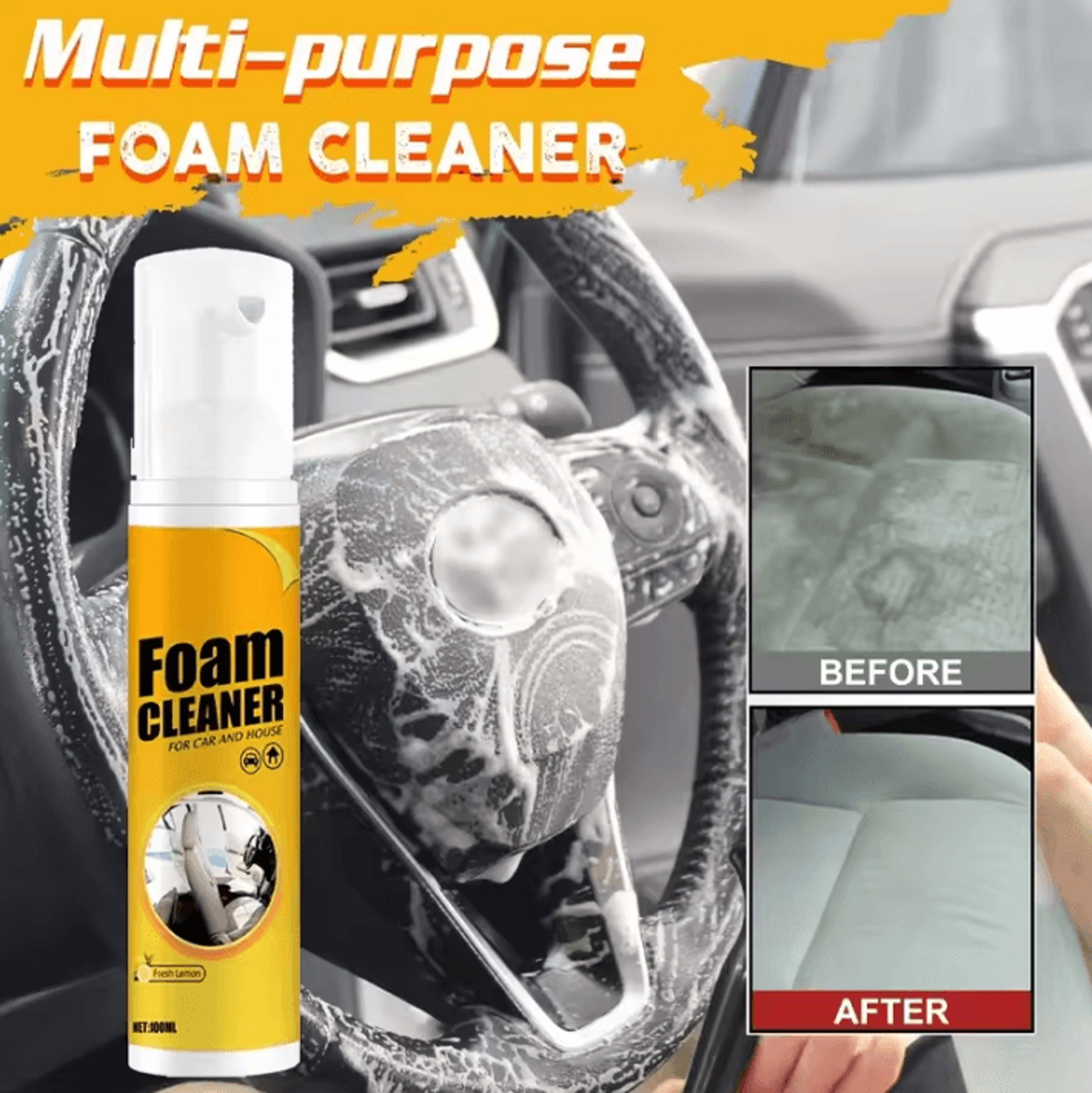 multifunctional car interior foam cleaner for leather, seats, and dashboard