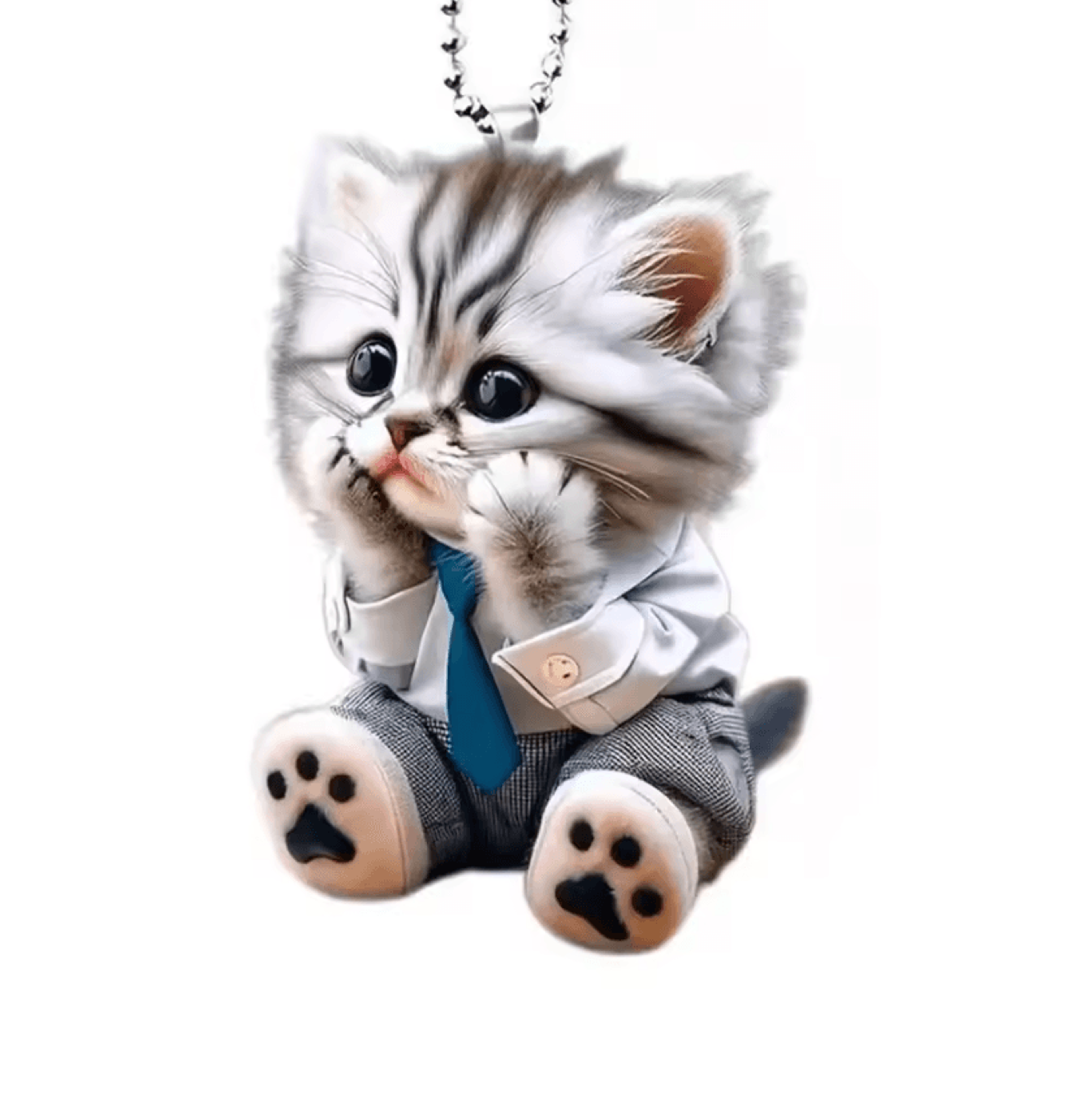 realistic cat rearview mirror hanging ornament with chain