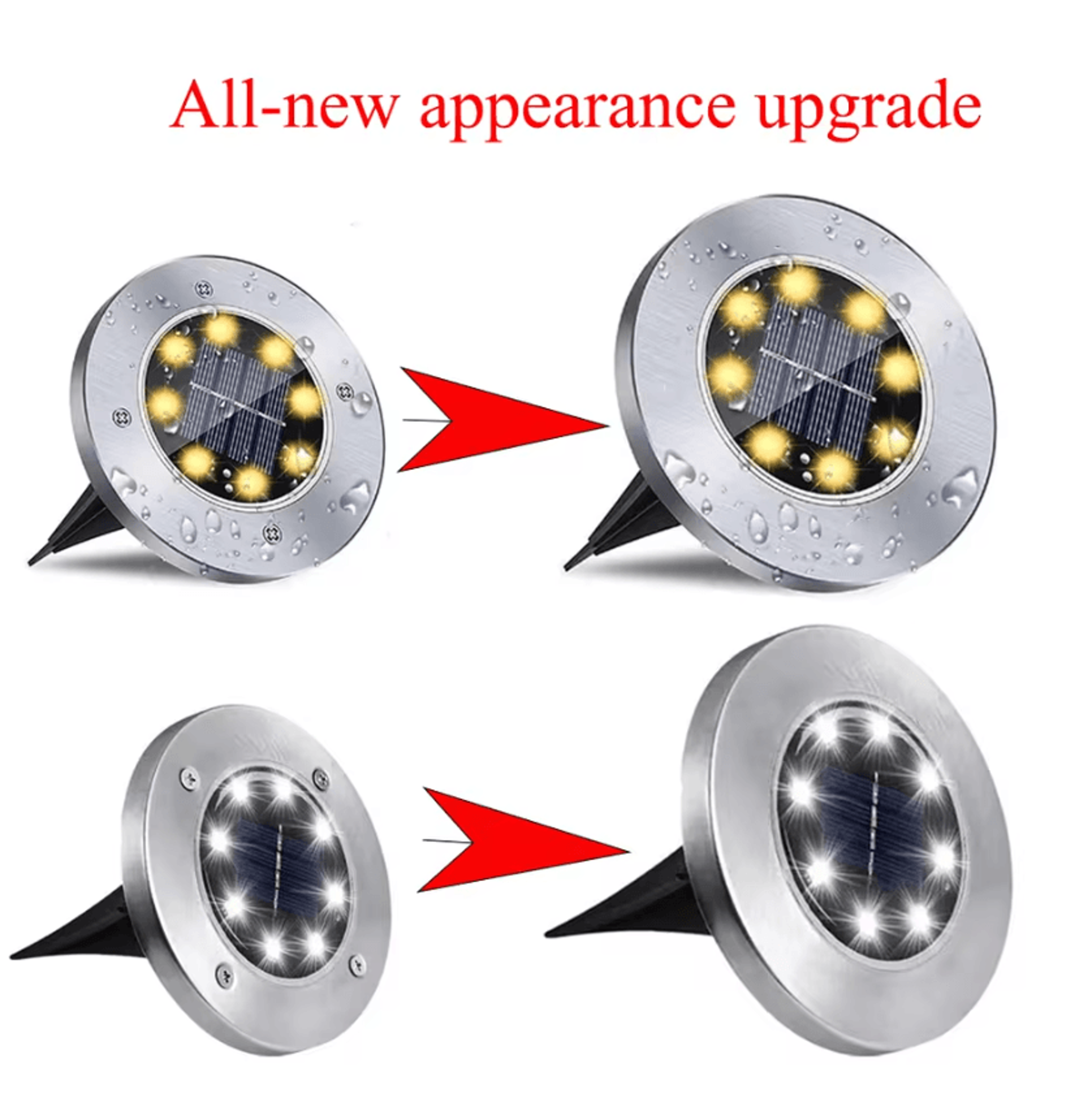 4 pack solar led disk lights for garden, pathway, and deck