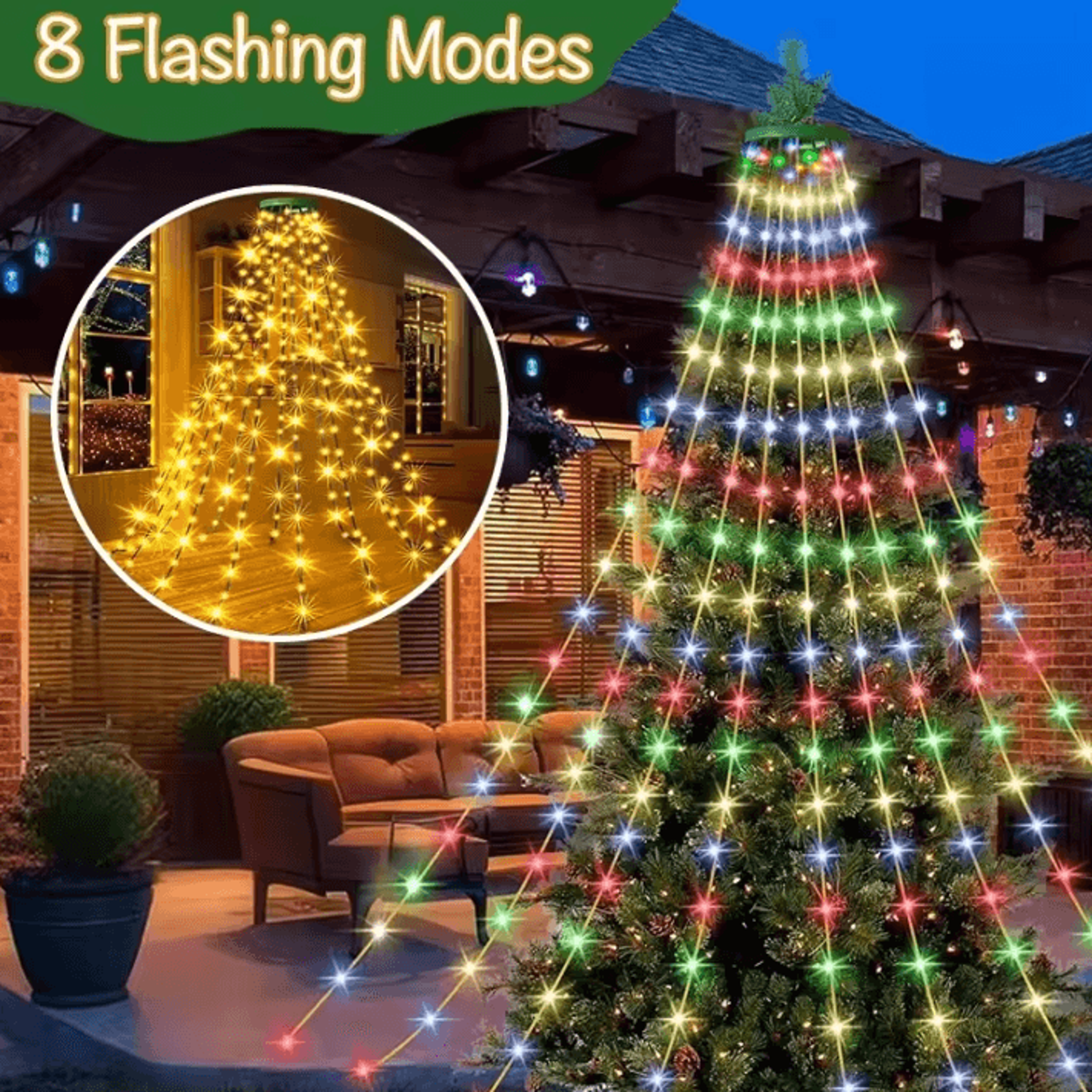 led waterfall christmas tree topper lights – christmas tree topper lights for outdoor trees, garden & holiday decor