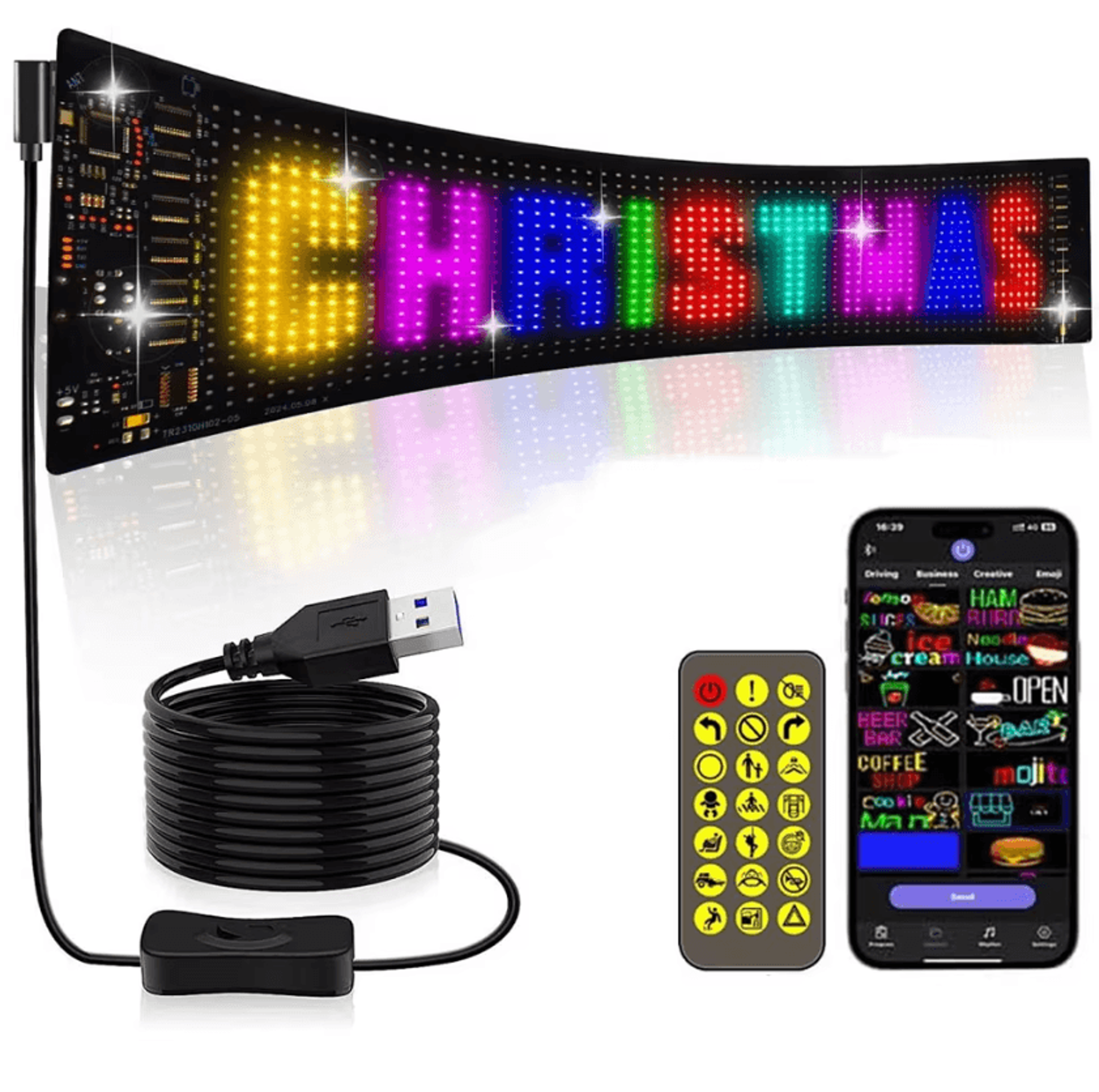 16/96 programmable led scrolling sign – led scrolling sign with bluetooth app control for custom text, gifs & business d