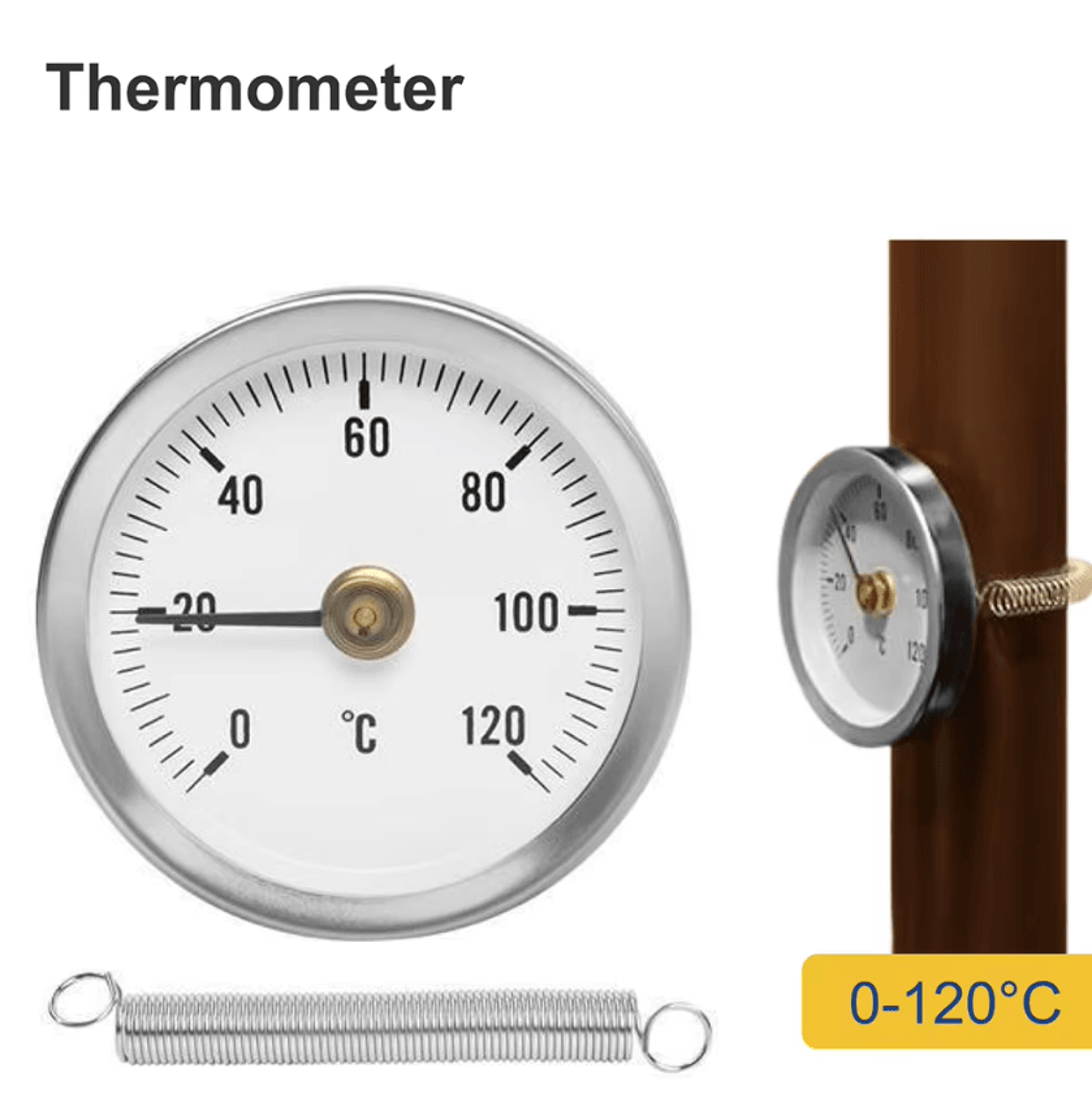 stainless steel clamp-on pipe thermometer – clamp-on pipe thermometer 0–120°c temperature gauge for heating & industrial