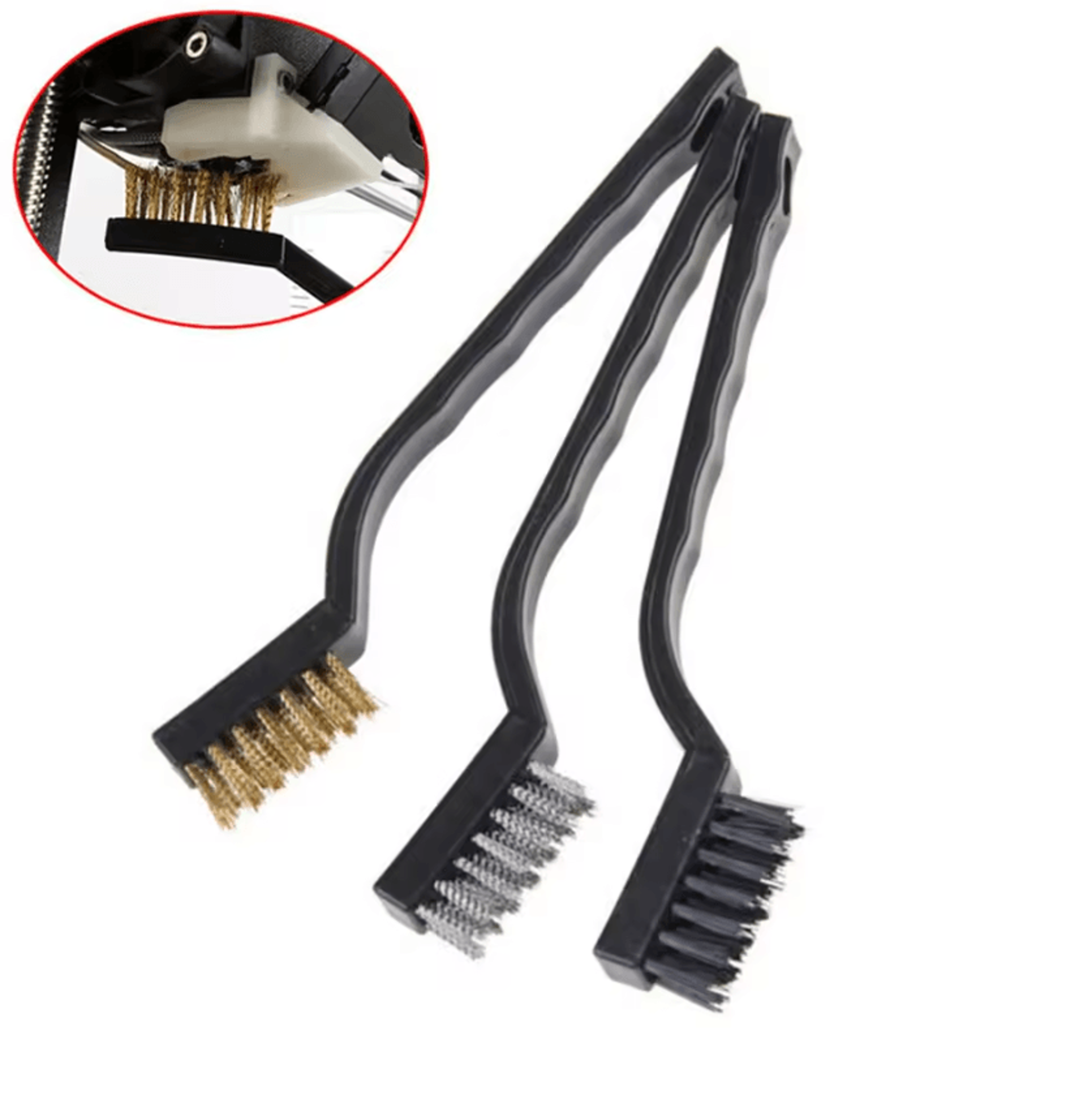 17cm wire brush set – wire brush set with stainless steel, brass & nylon brushes for rust removal & surface cleaning