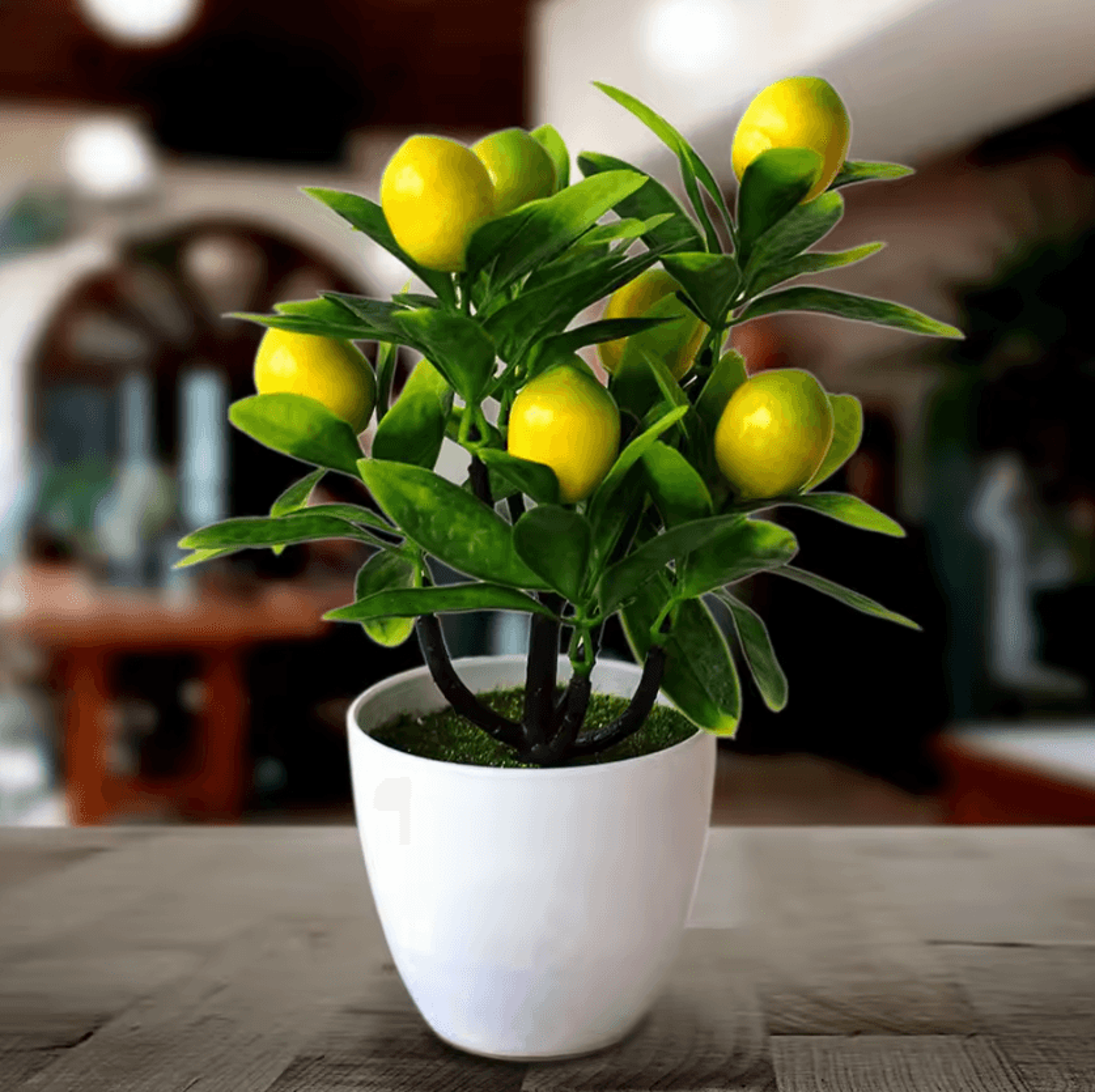 artificial lemon tree in pot – artificial lemon tree faux potted plant for home, garden, balcony & table decor
