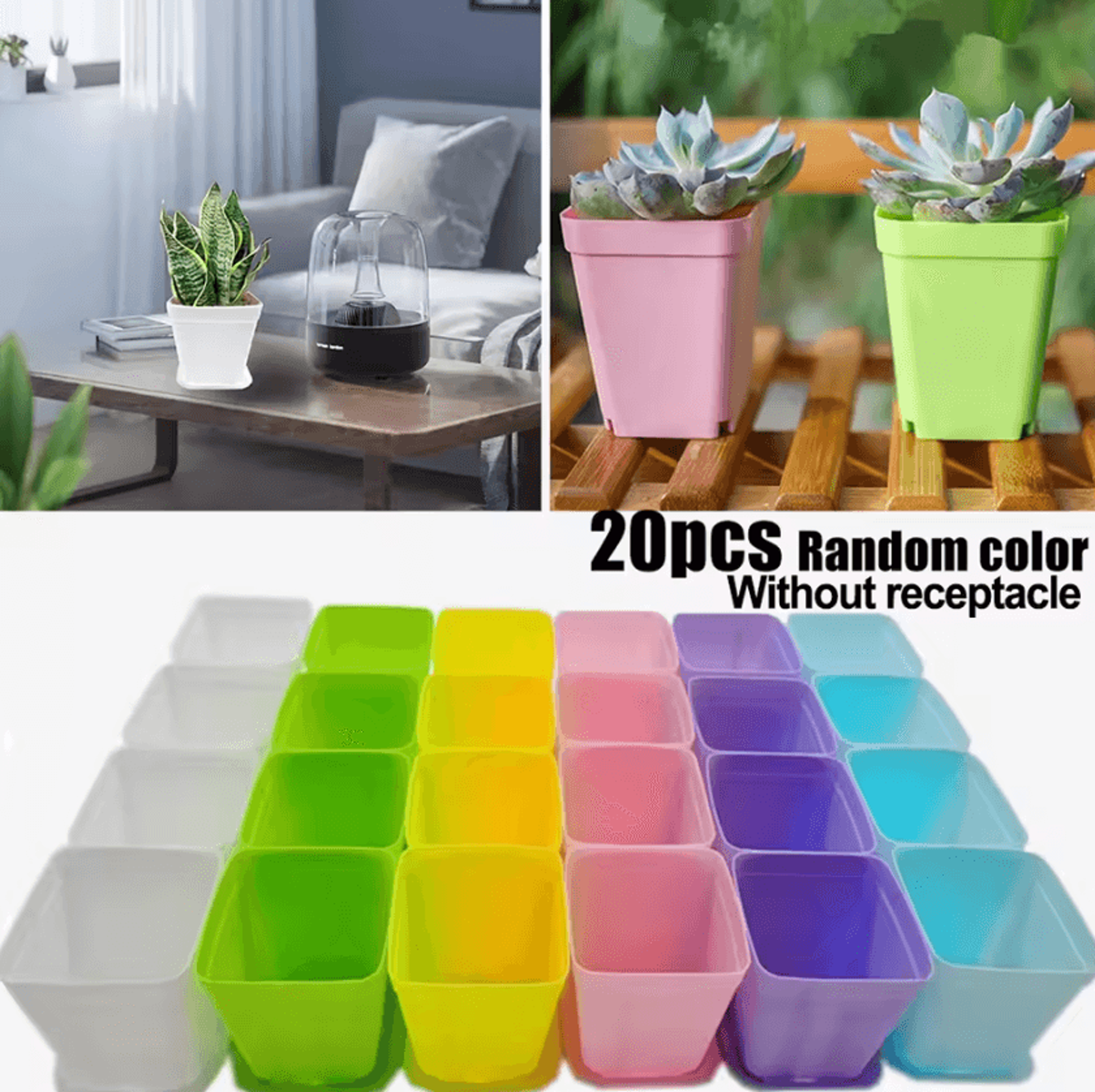 20-pack mini succulent pots colorful square flower pots with drainage for indoor plants & diy crafts