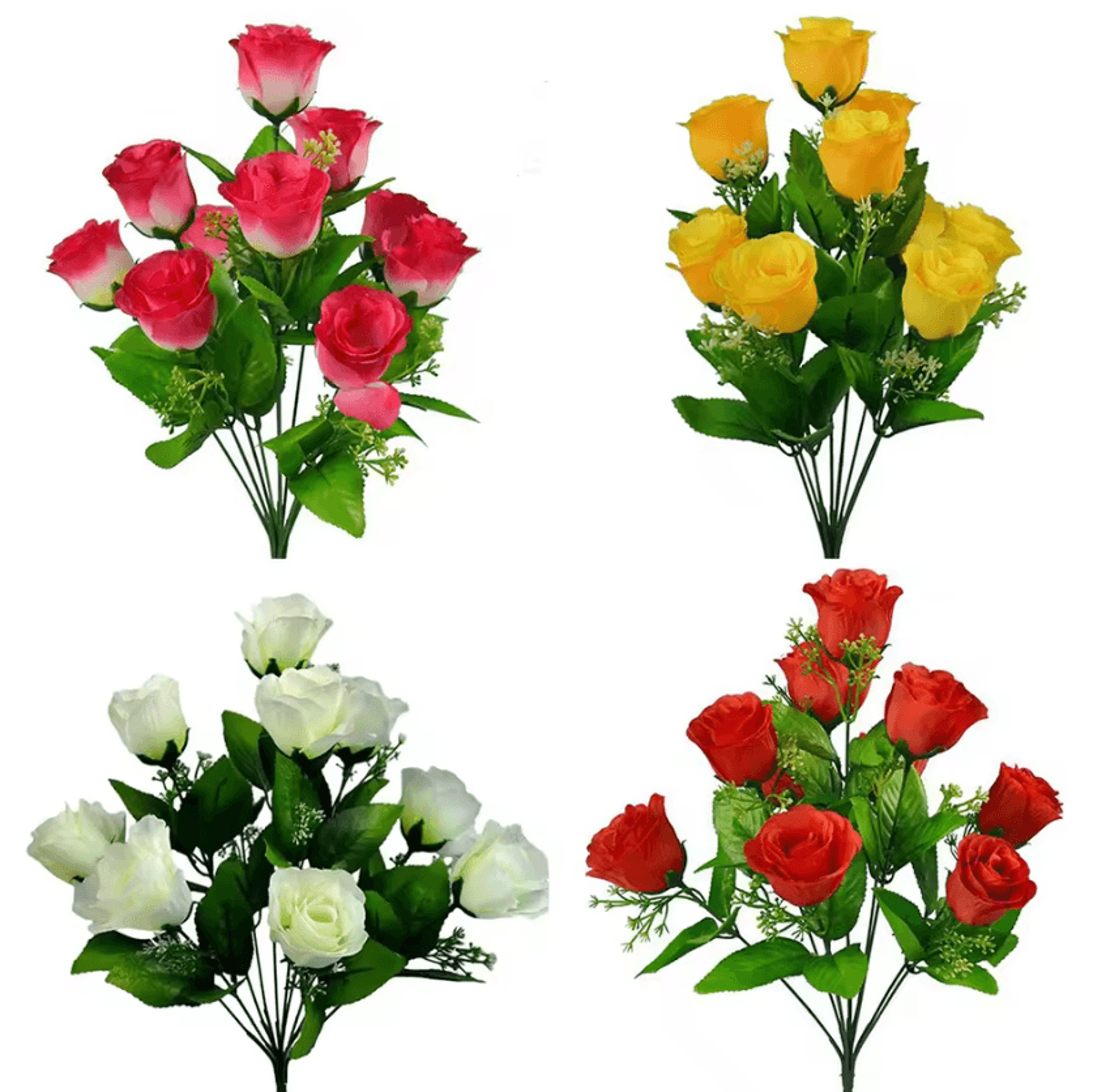 artificial silk rose bud bouquet with 10 flower heads for home and wedding decor