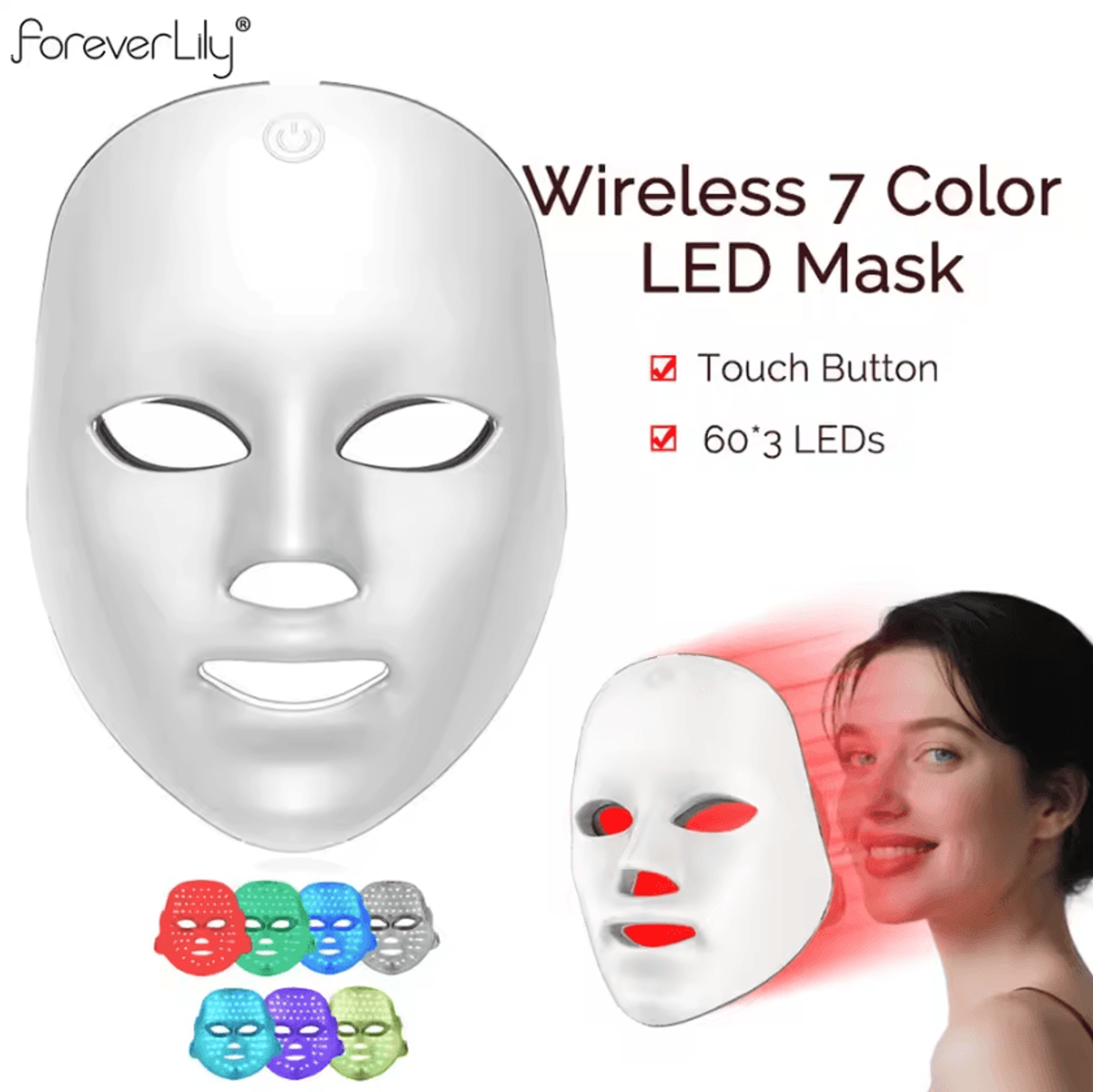wireless 7 color led face mask for skin rejuvenation and light therapy