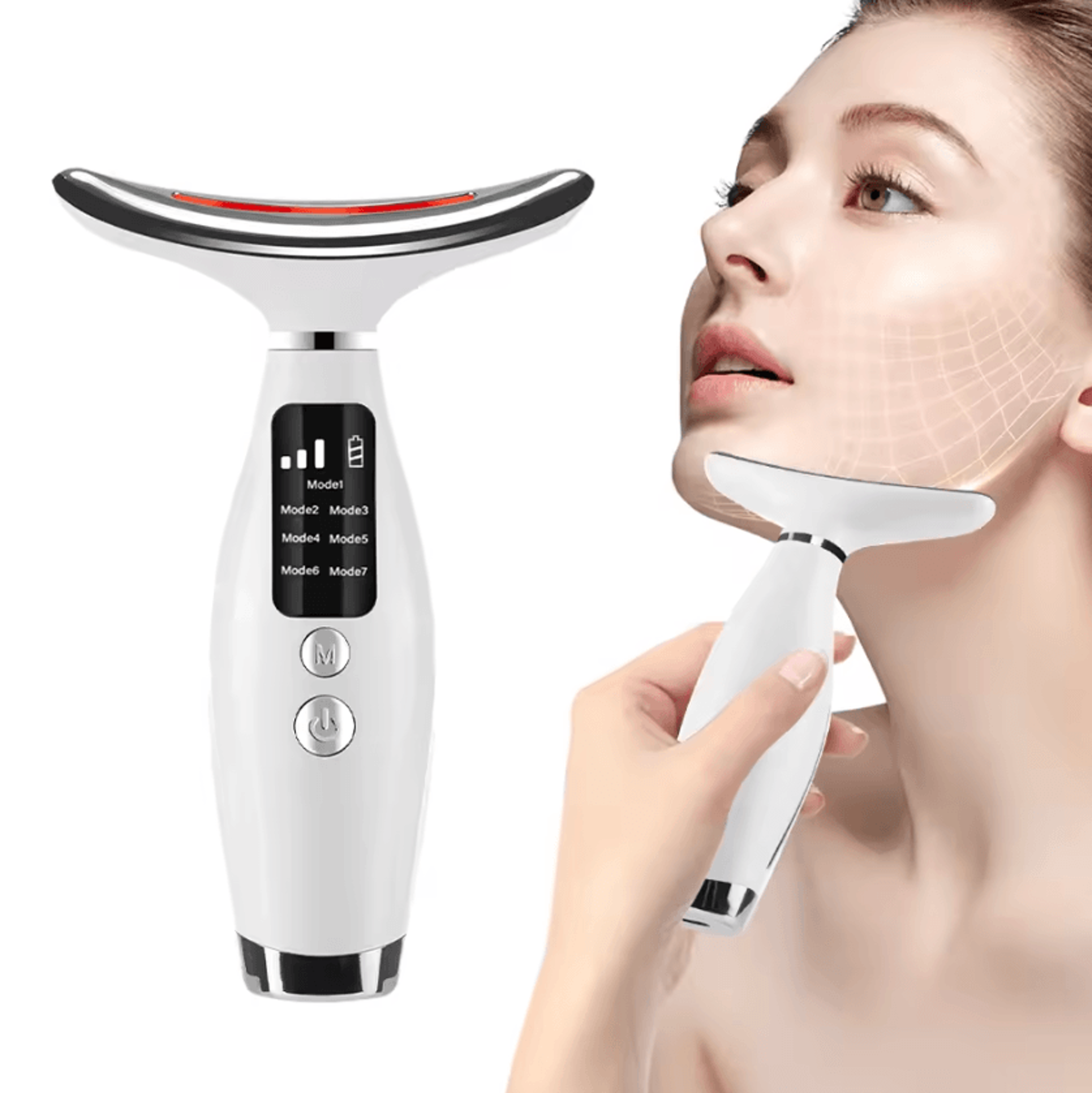7 color led neck and face massager with heating and vibration therapy