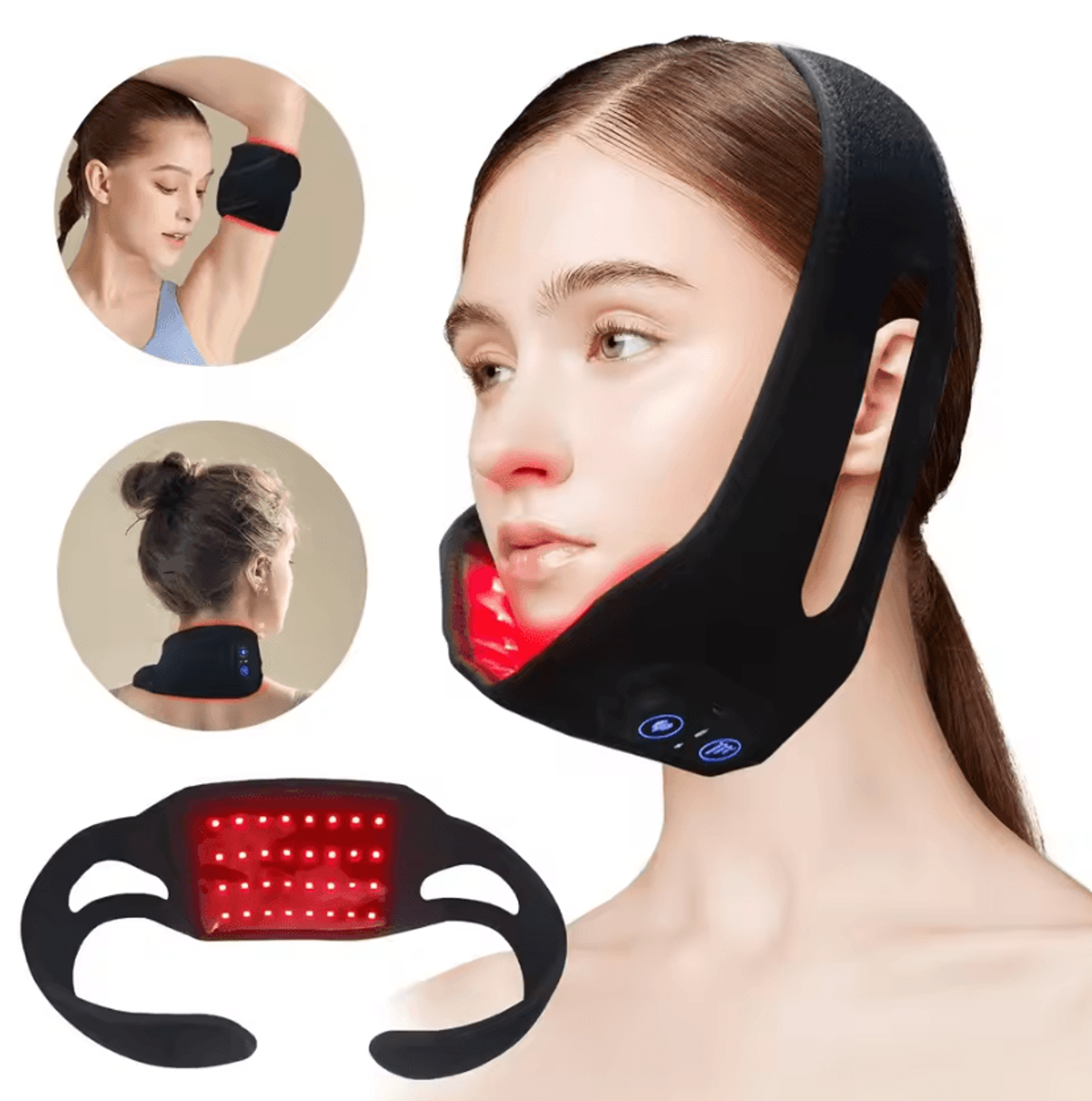 wireless red and infrared light therapy wrap for neck chin hands and body