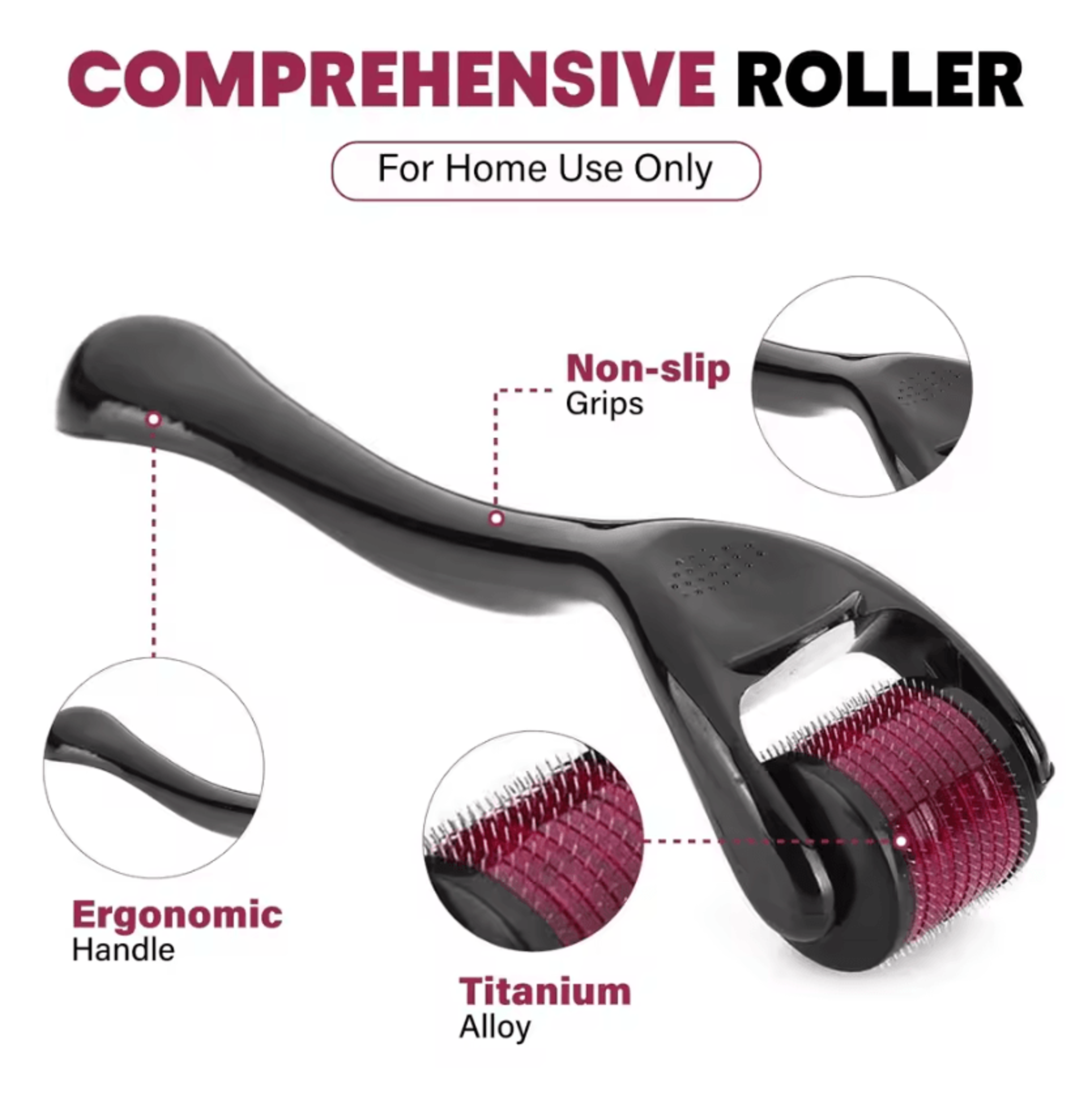 540 titanium derma roller microneedling tool for face scalp and beard care
