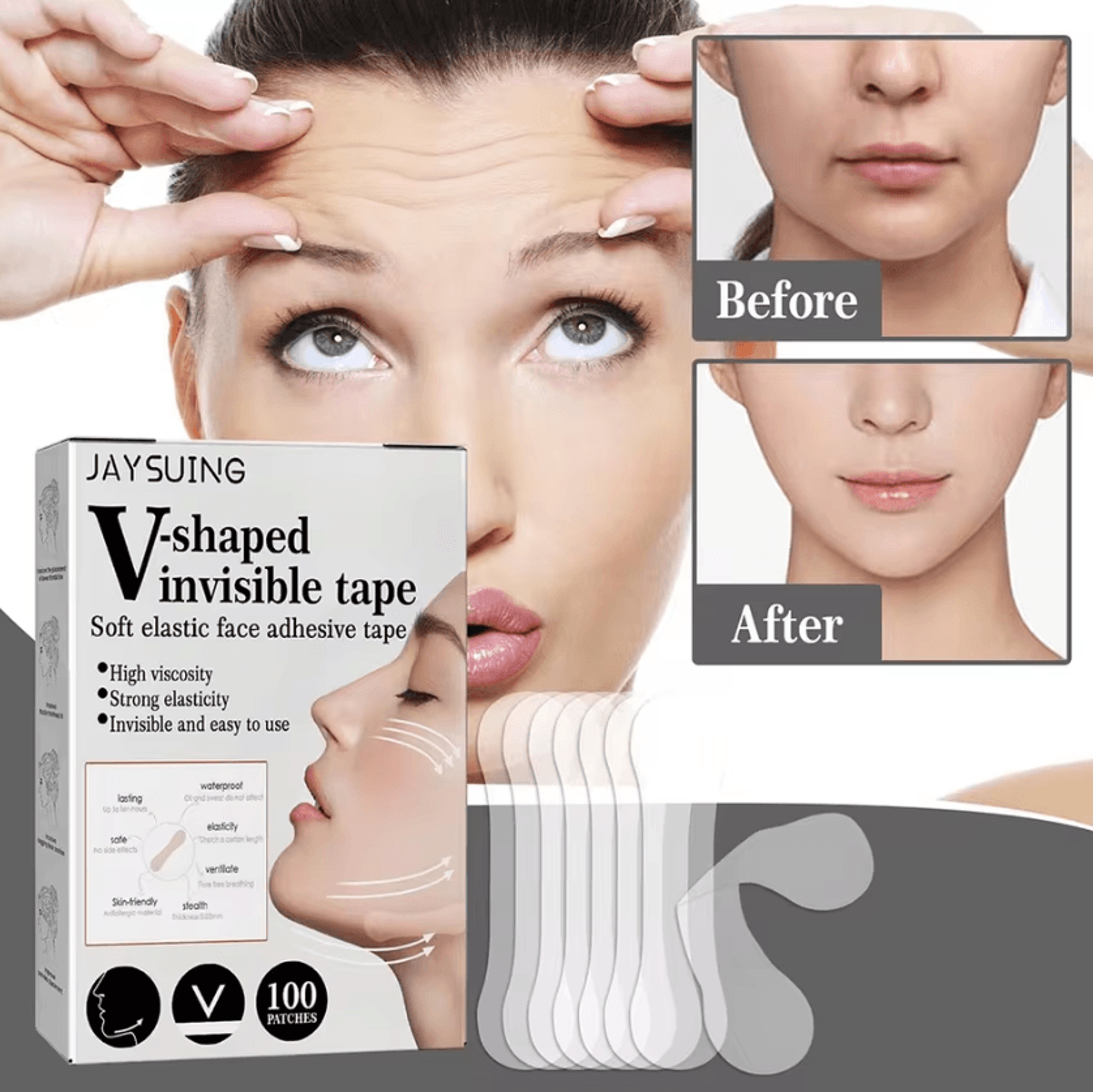 invisible face lifting tape facial contouring adhesive strips for forehead and neck