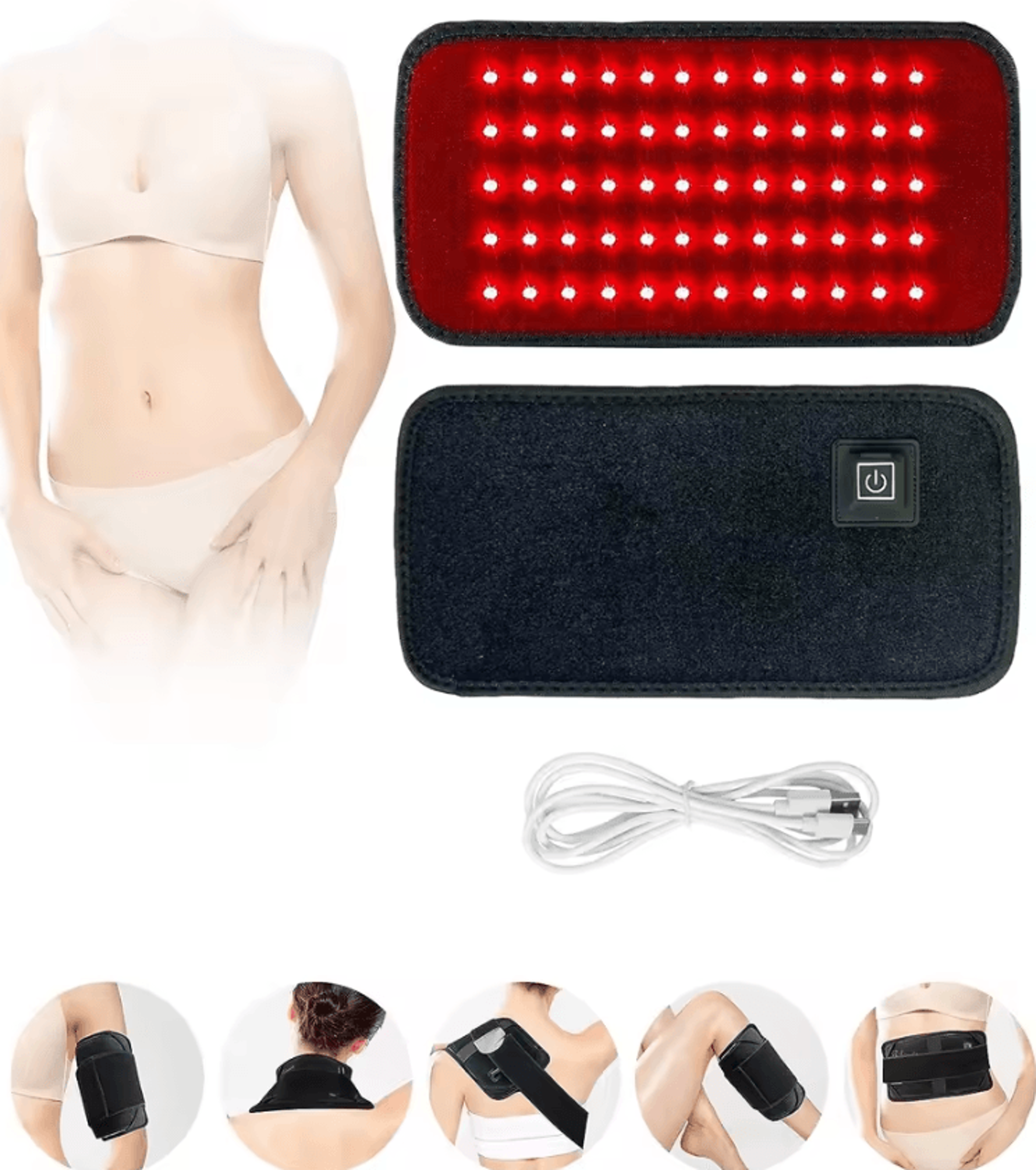 60 led red light therapy belt 660nm and 850nm infrared waist wrap for full body use
