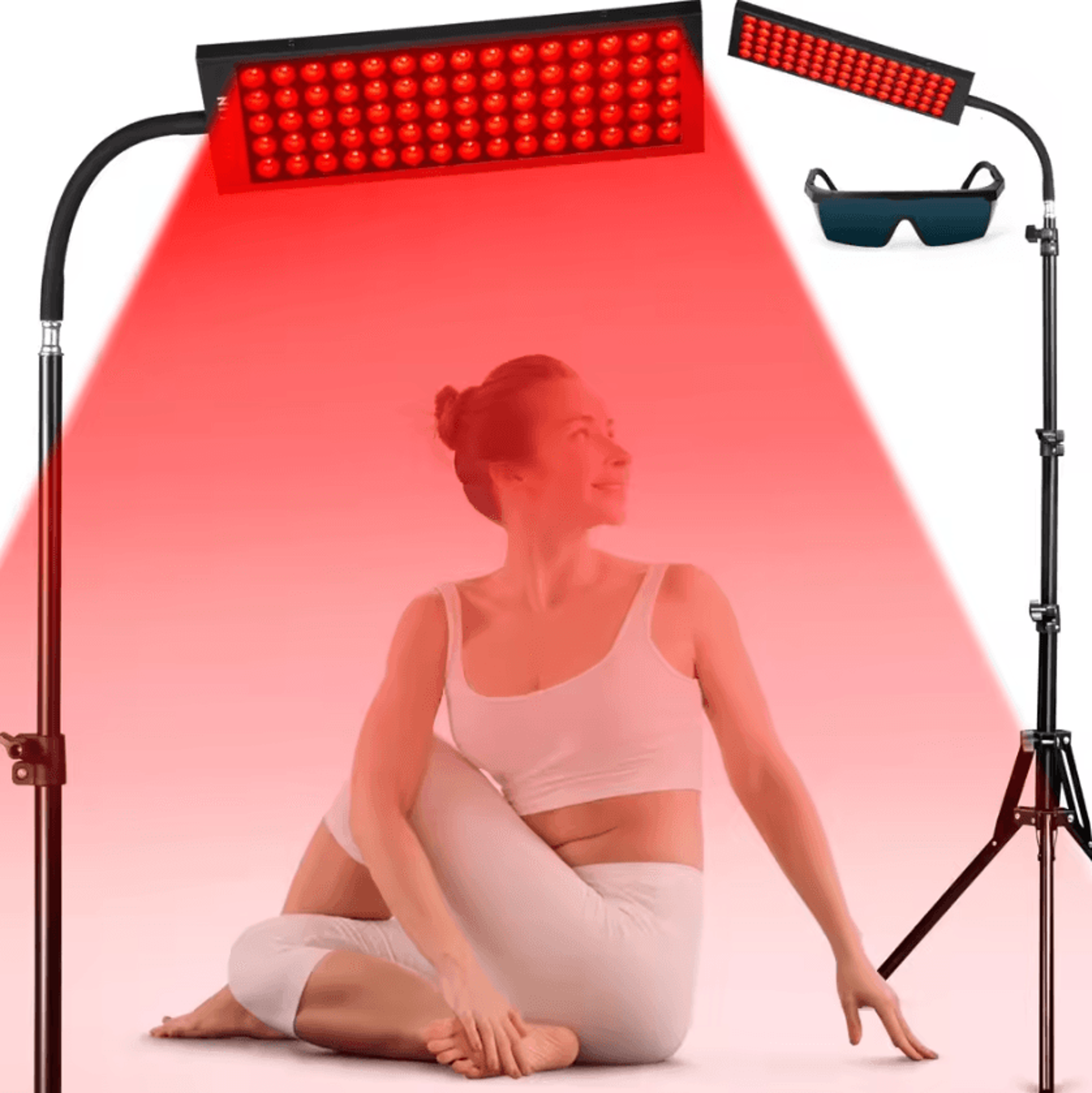 red light therapy lamp with adjustable stand 660nm and 850nm near infrared light device