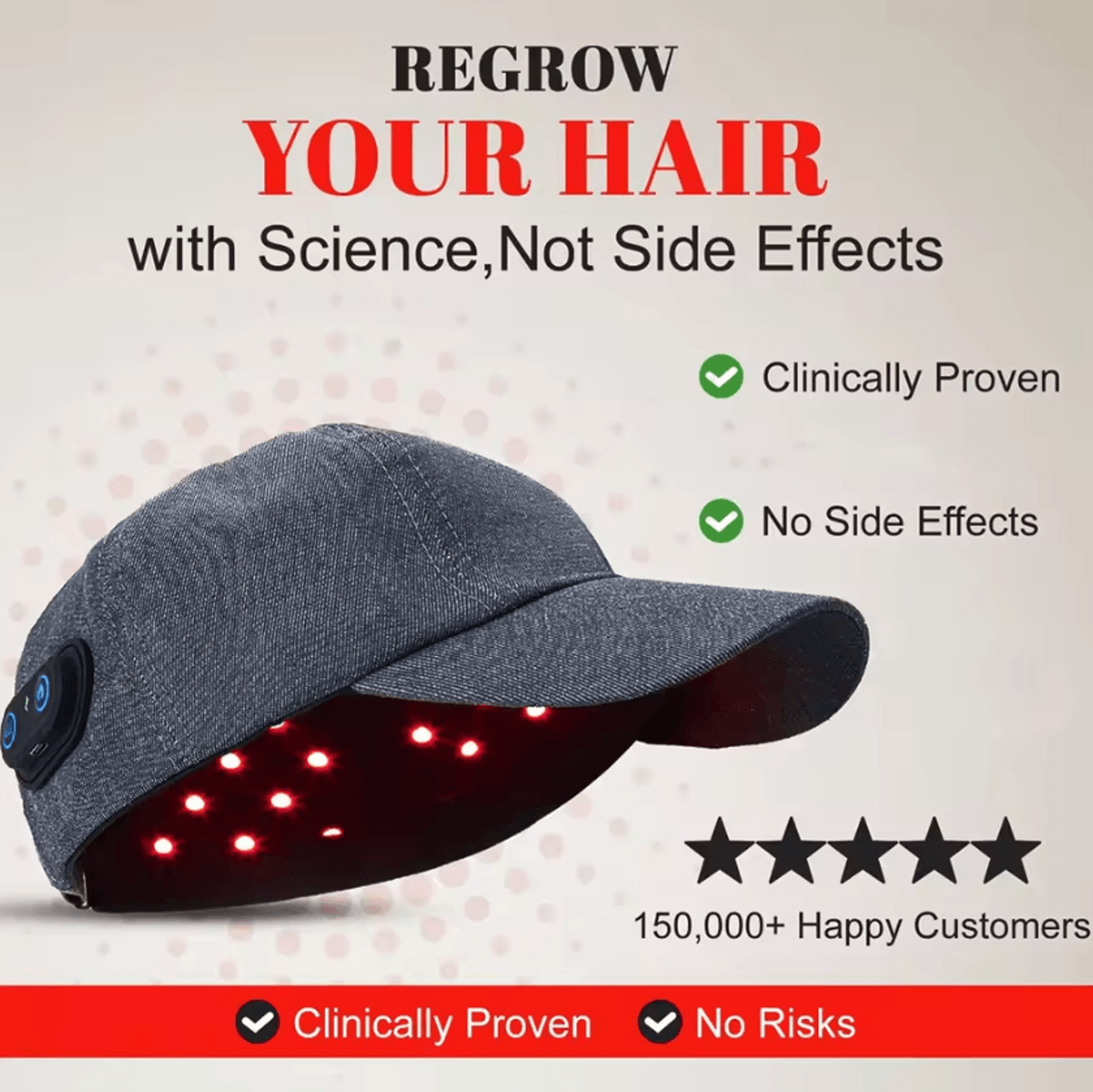 660nm and 850nm red light therapy hair growth cap infrared led scalp care hat