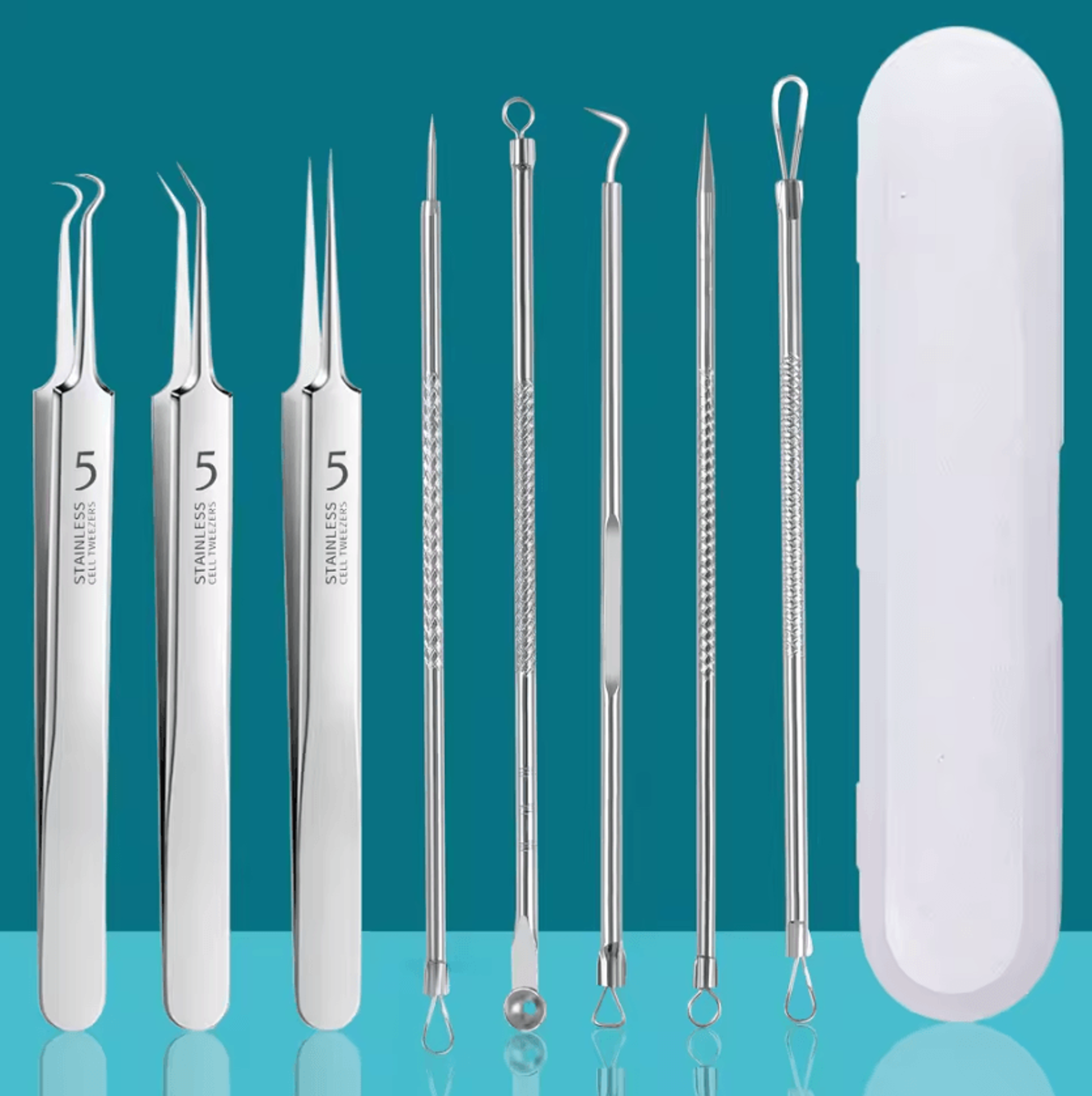 stainless steel blackhead removal tool kit acne extractor set for facial skincare