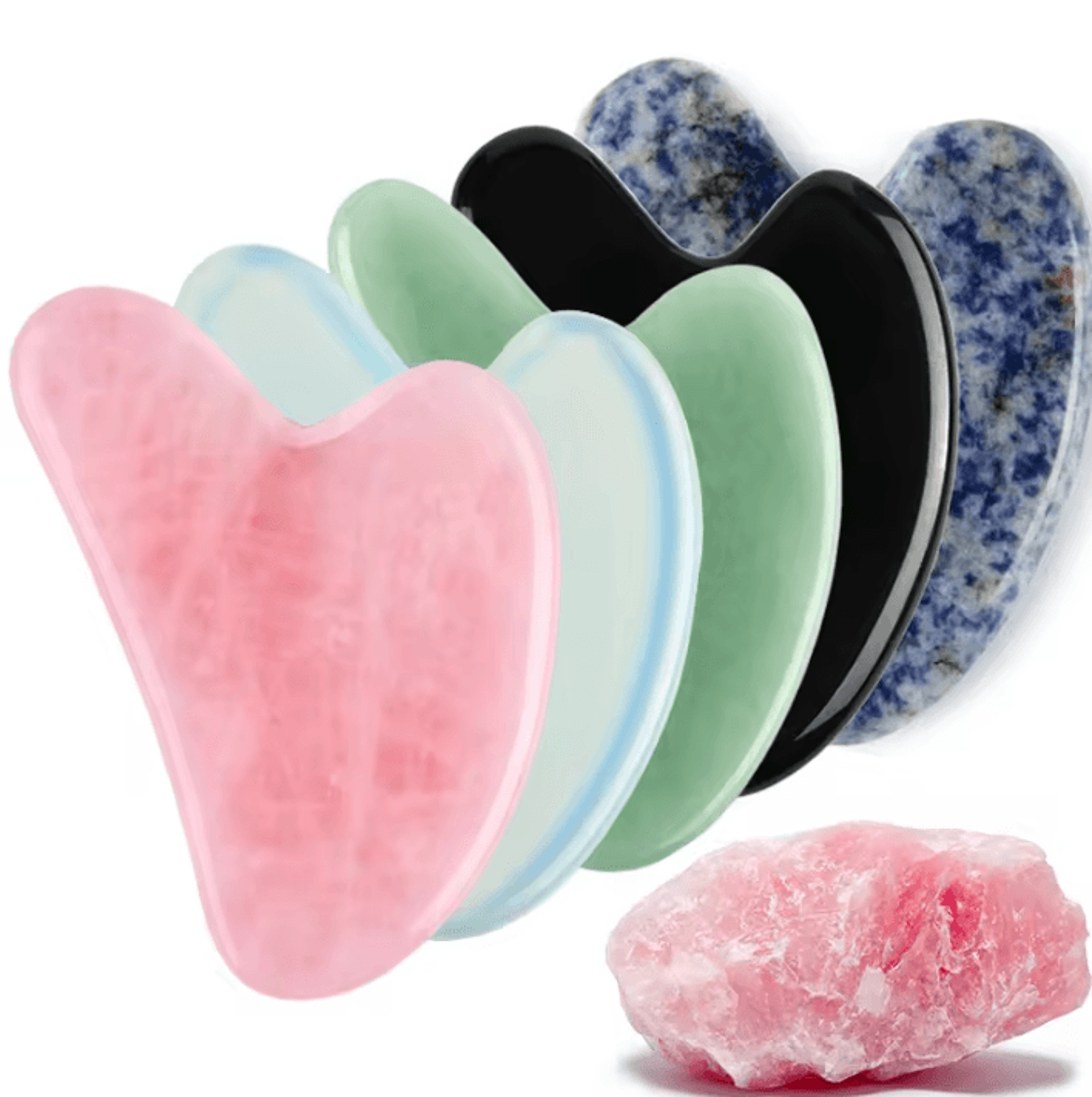 natural jade and rose quartz gua sha tool facial massage stone for face and neck care