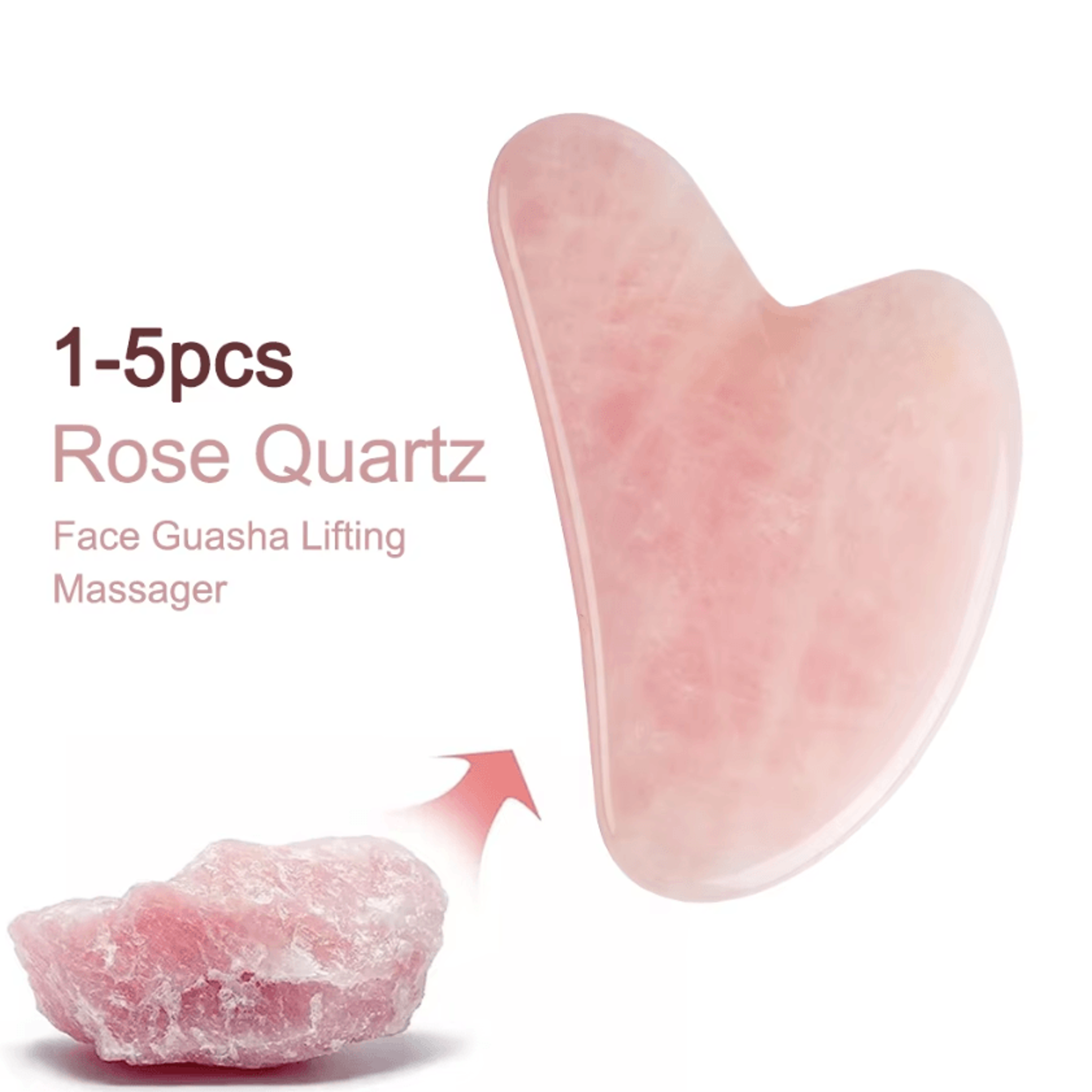 natural rose quartz gua sha facial massage tool for lifting and skin care