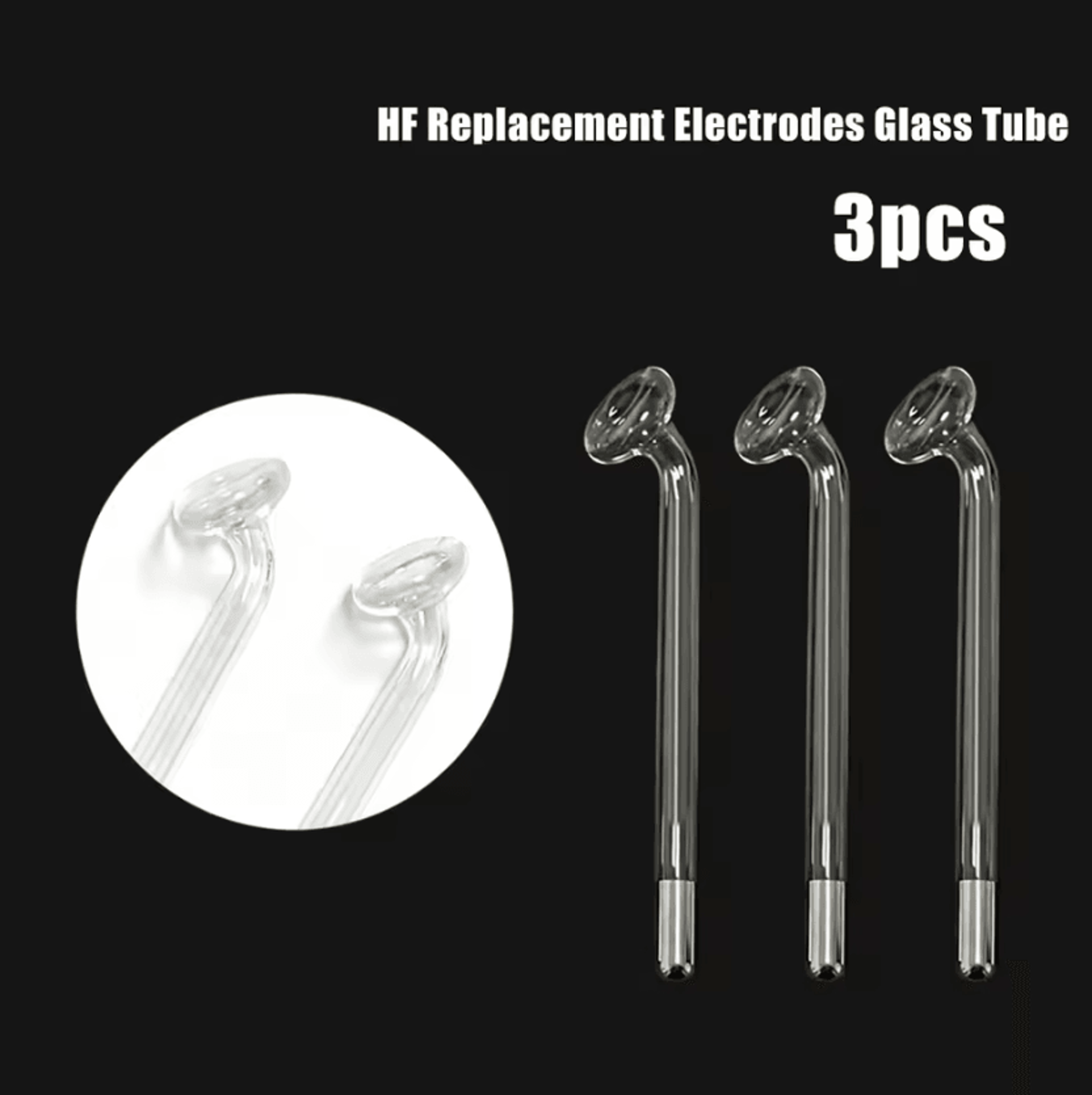 3 piece high frequency glass electrode replacement set for facial wand