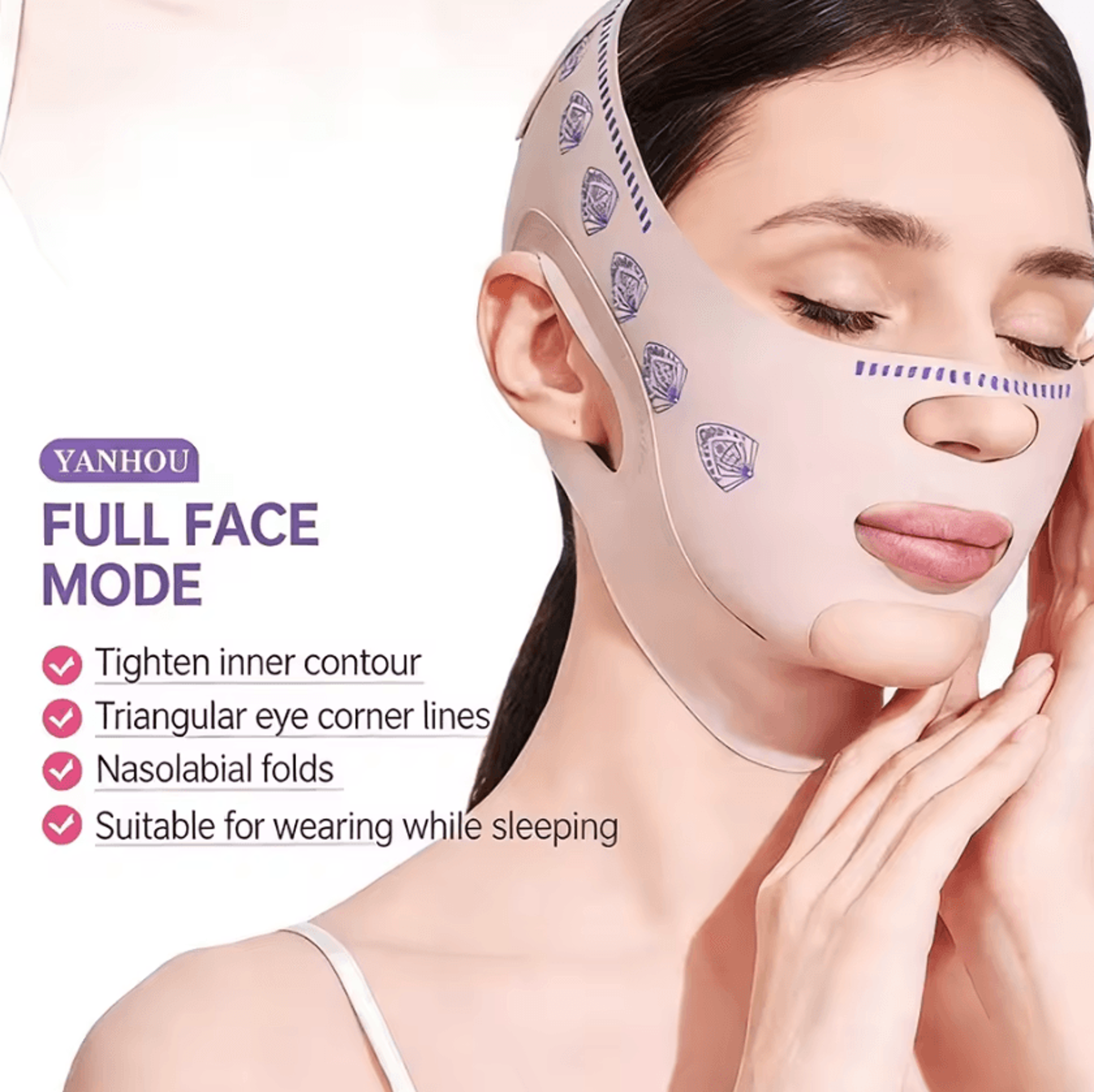 adjustable face sculpting sleep mask breathable facial support band for jawline and chin