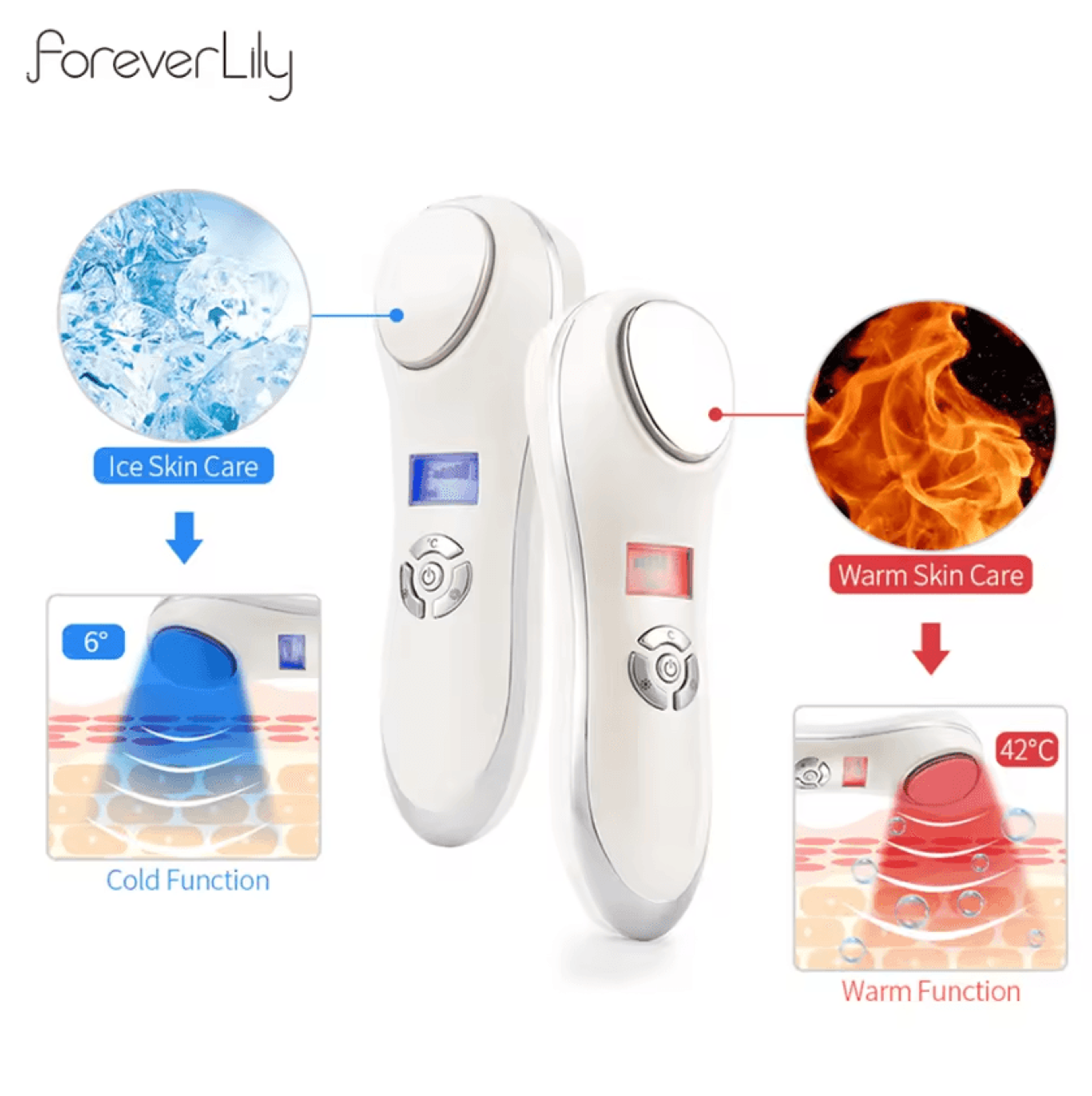 hot & cold vibration facial massager for skin care and cryotherapy