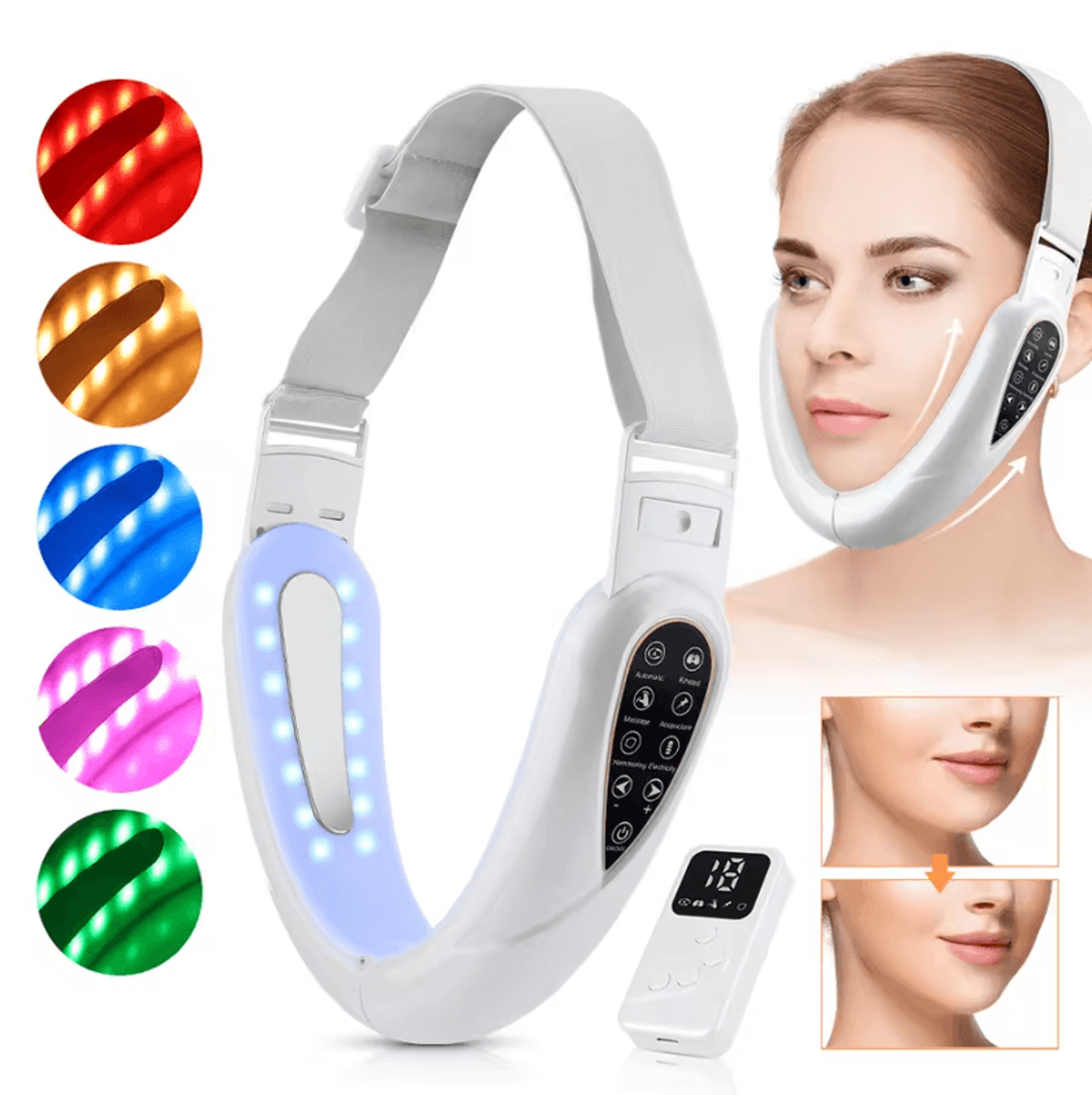 led v face lifting massager with vibration and photon therapy