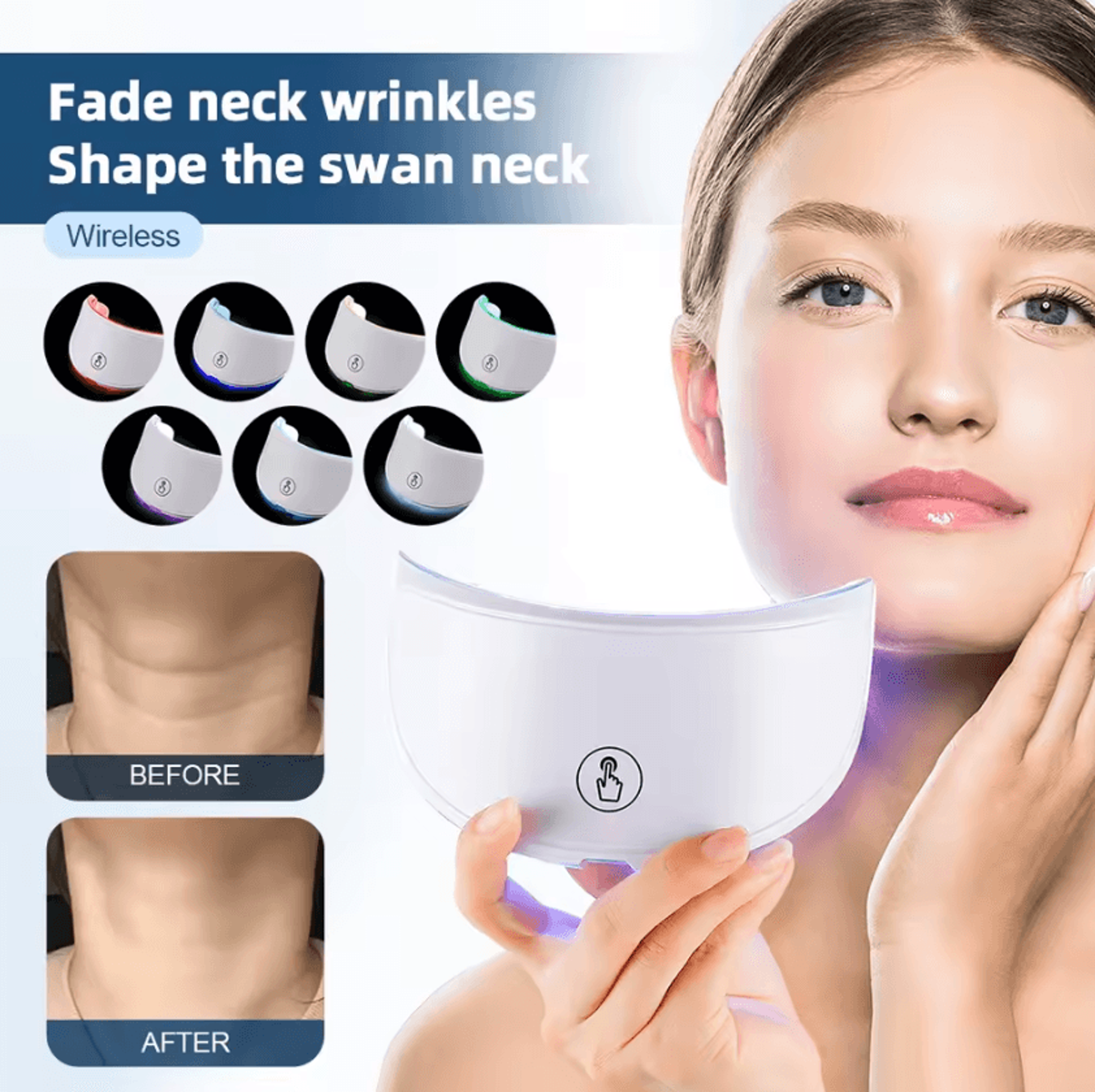 7 color led neck light therapy mask for skin care and rejuvenation