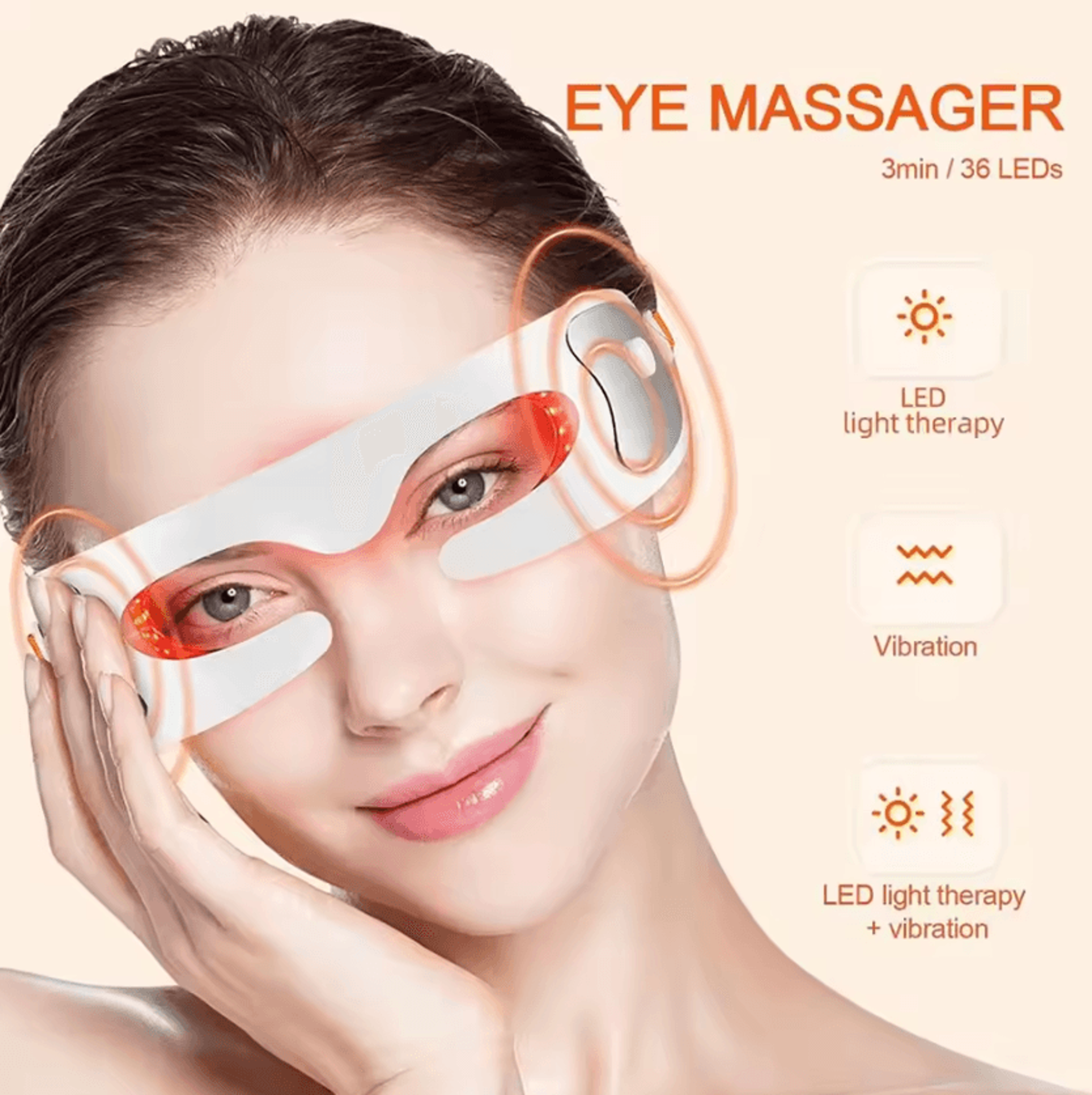 led eye massager with photon therapy for dark circles, puffiness and fine lines