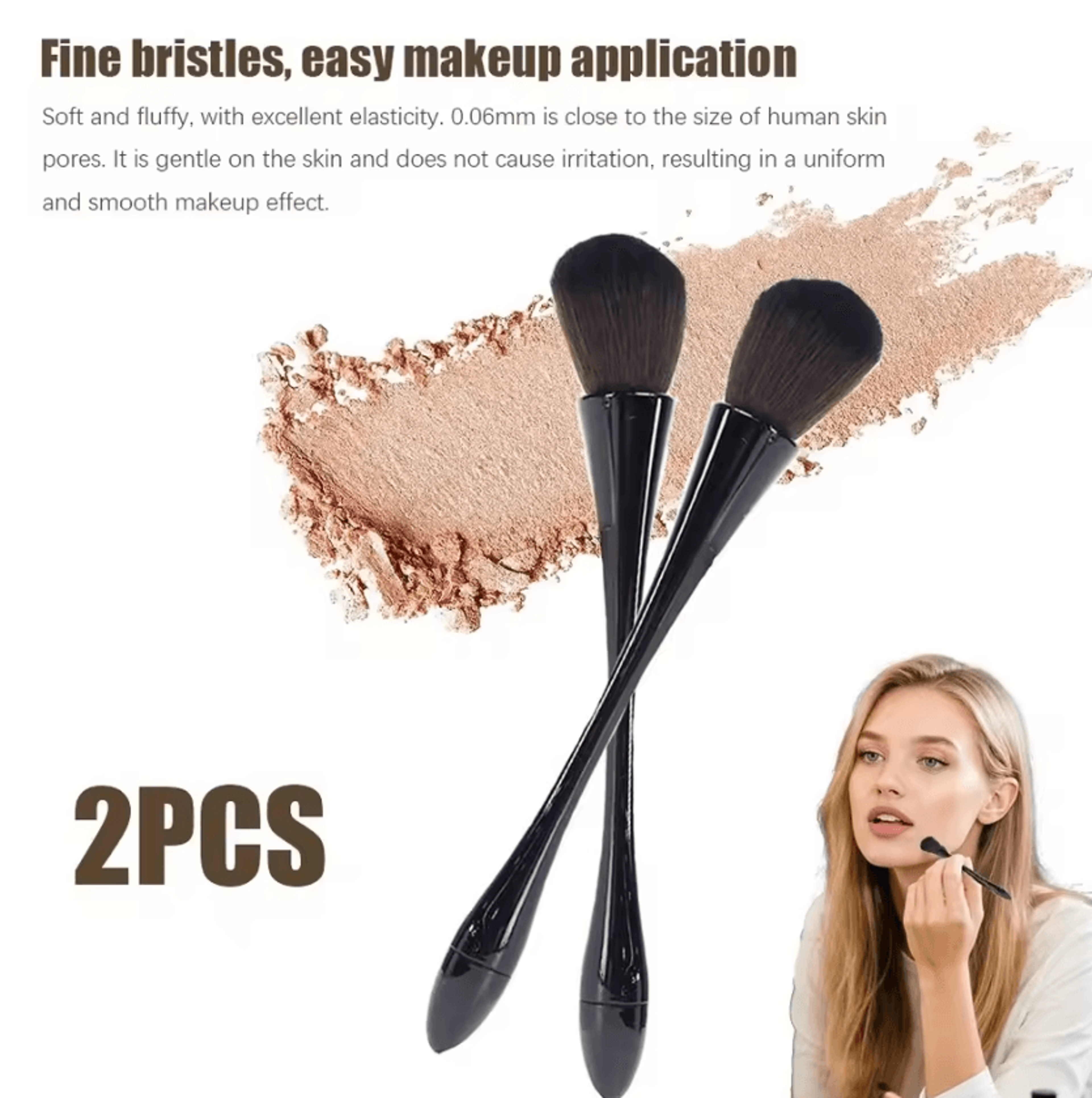 2-piece foundation makeup brush set for flawless blending, concealer and contour