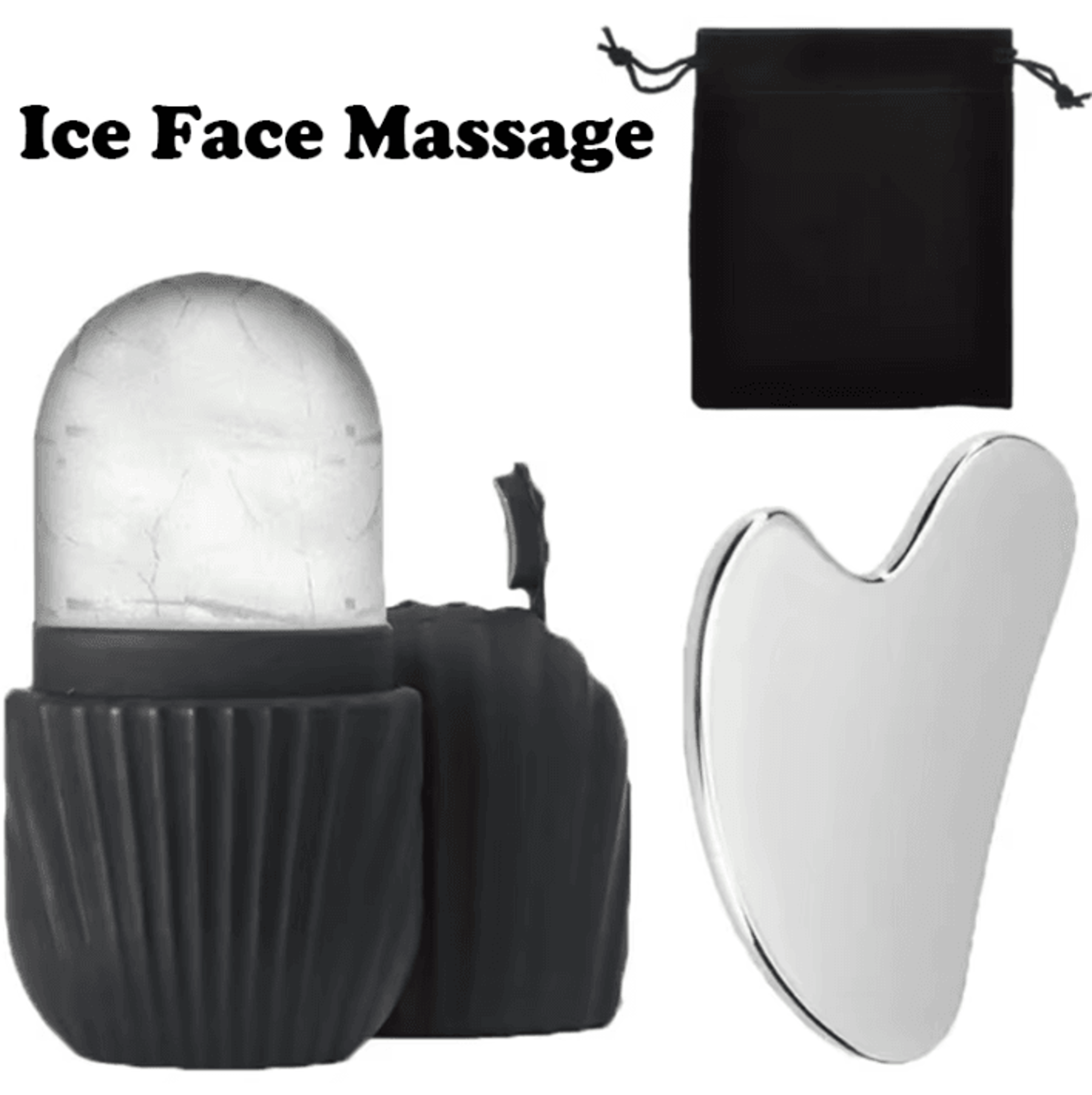 stainless steel ice face roller and gua sha set for facial massage and skin care