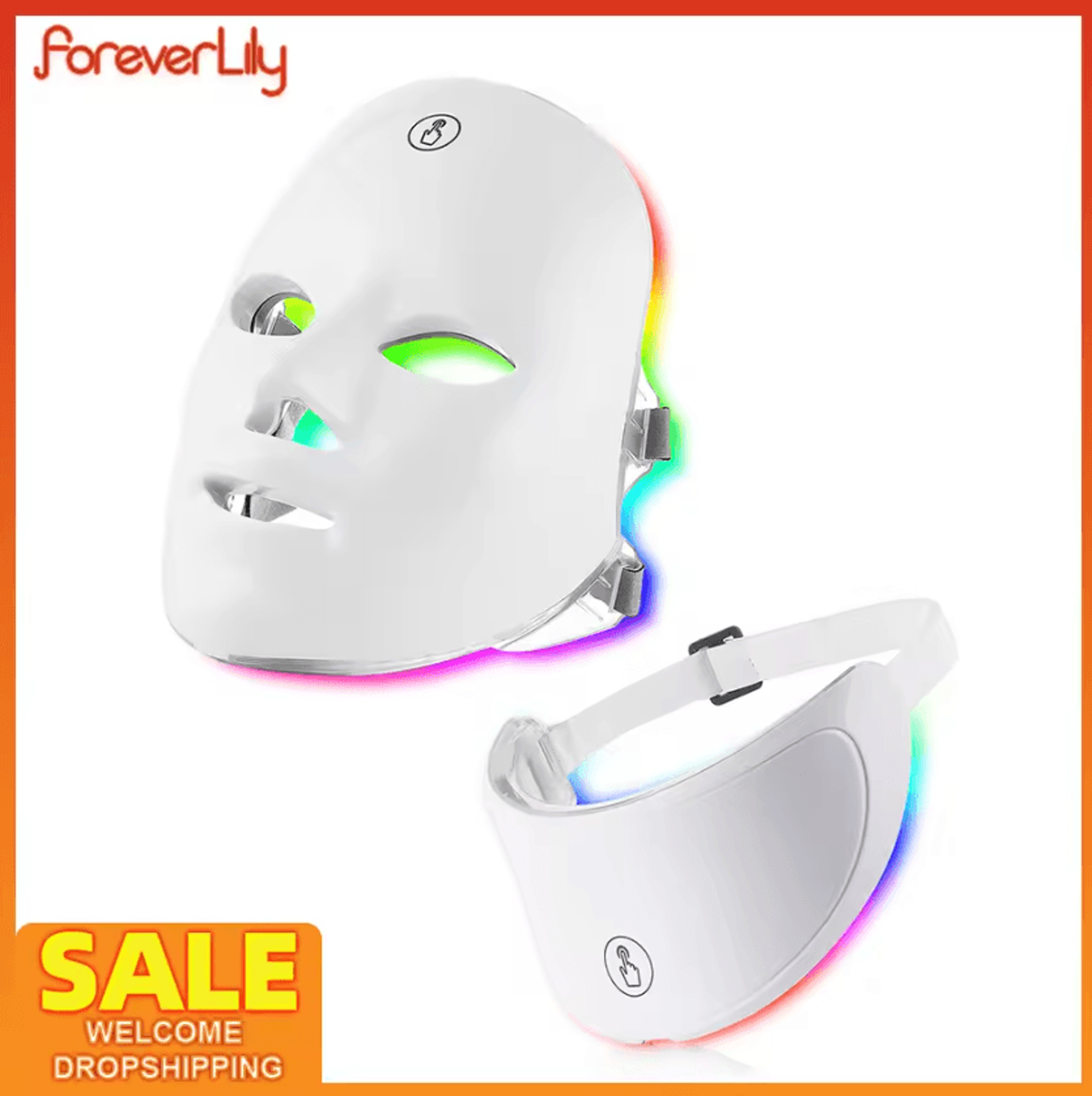 7-color led face and neck light therapy mask for skin rejuvenation and facial care
