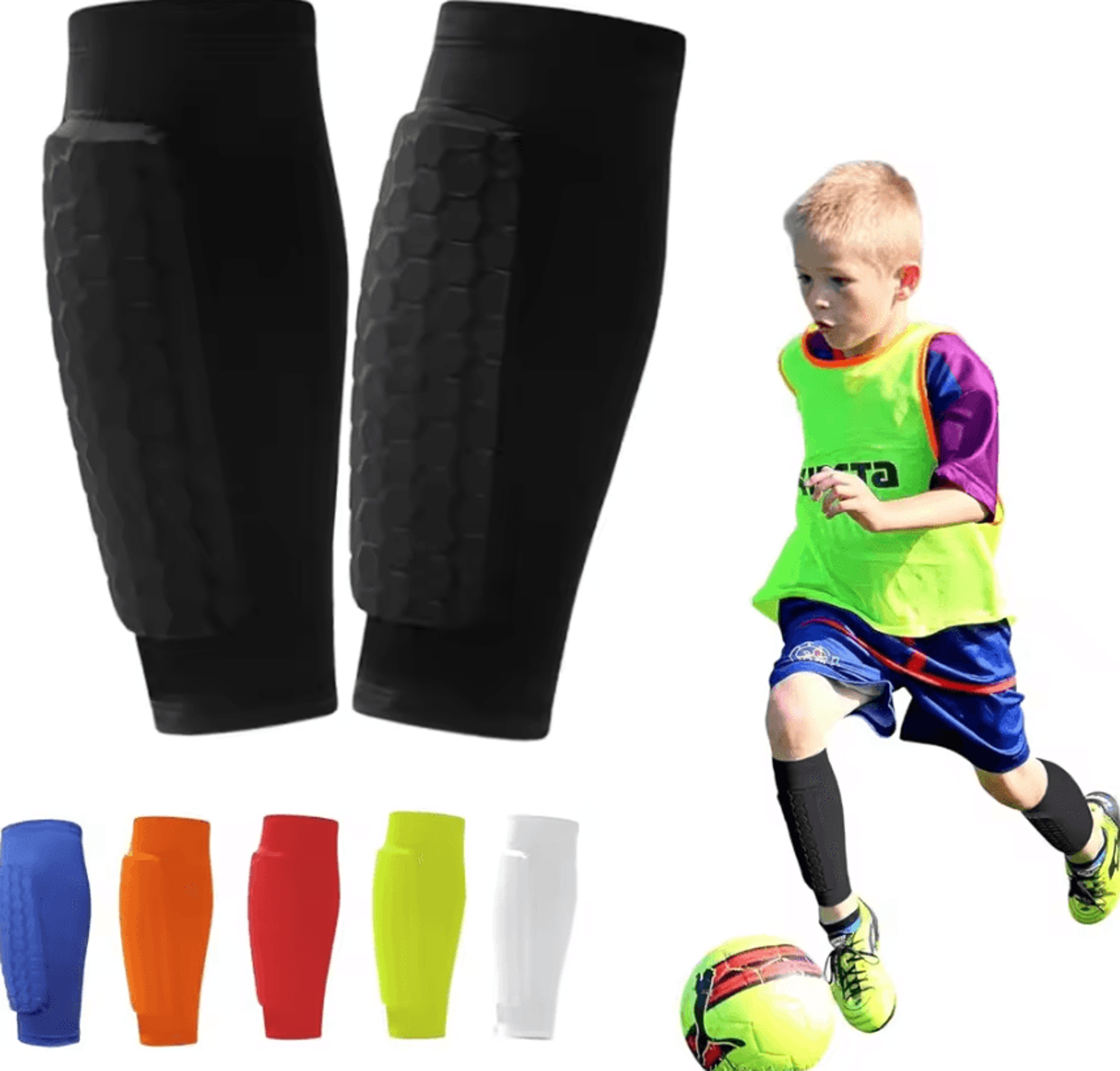soccer shin guards with compression calf sleeves and honeycomb padding