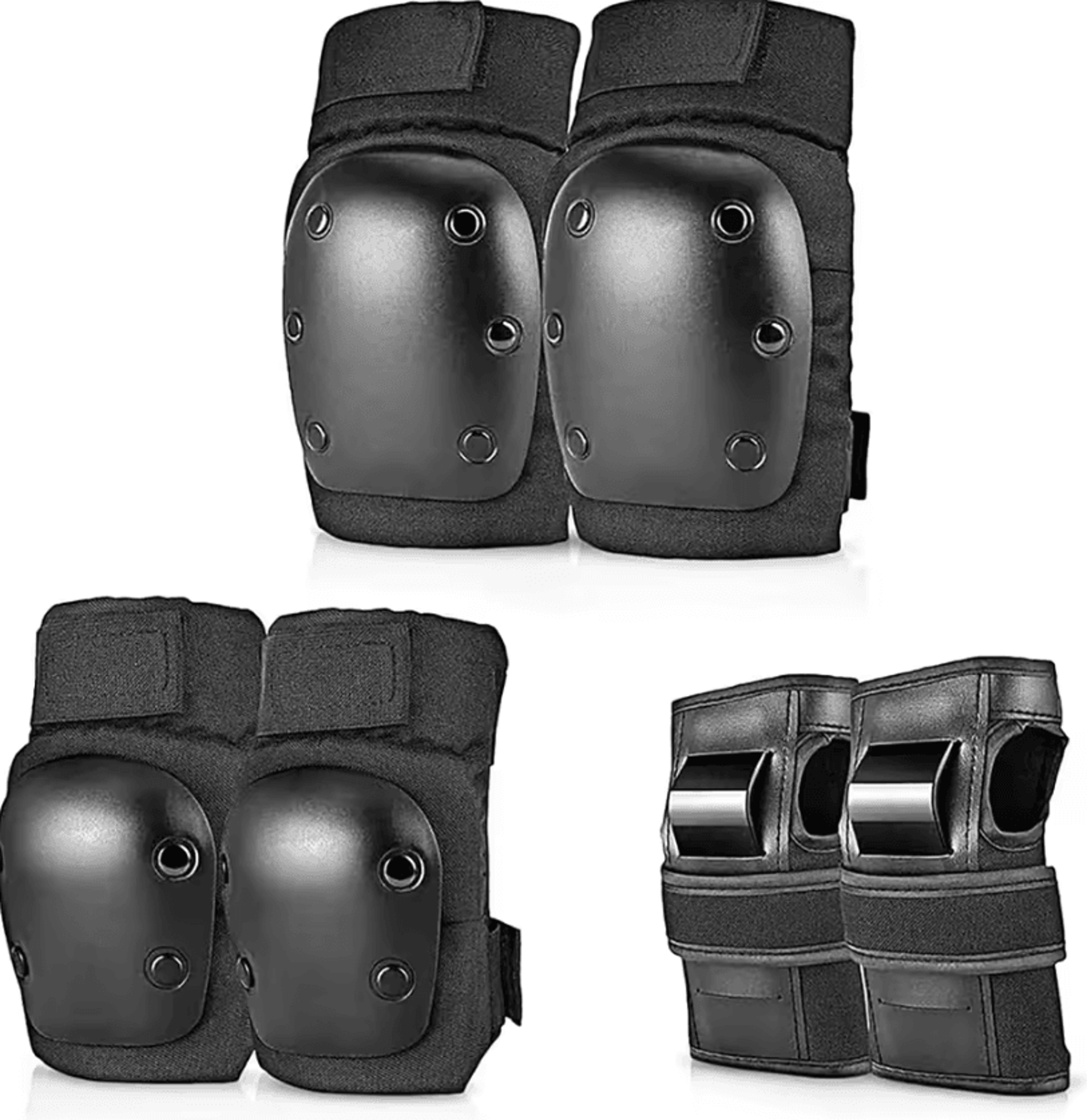 6-in-1 protective gear set with knee pads, elbow pads and wrist guards for adults and youth