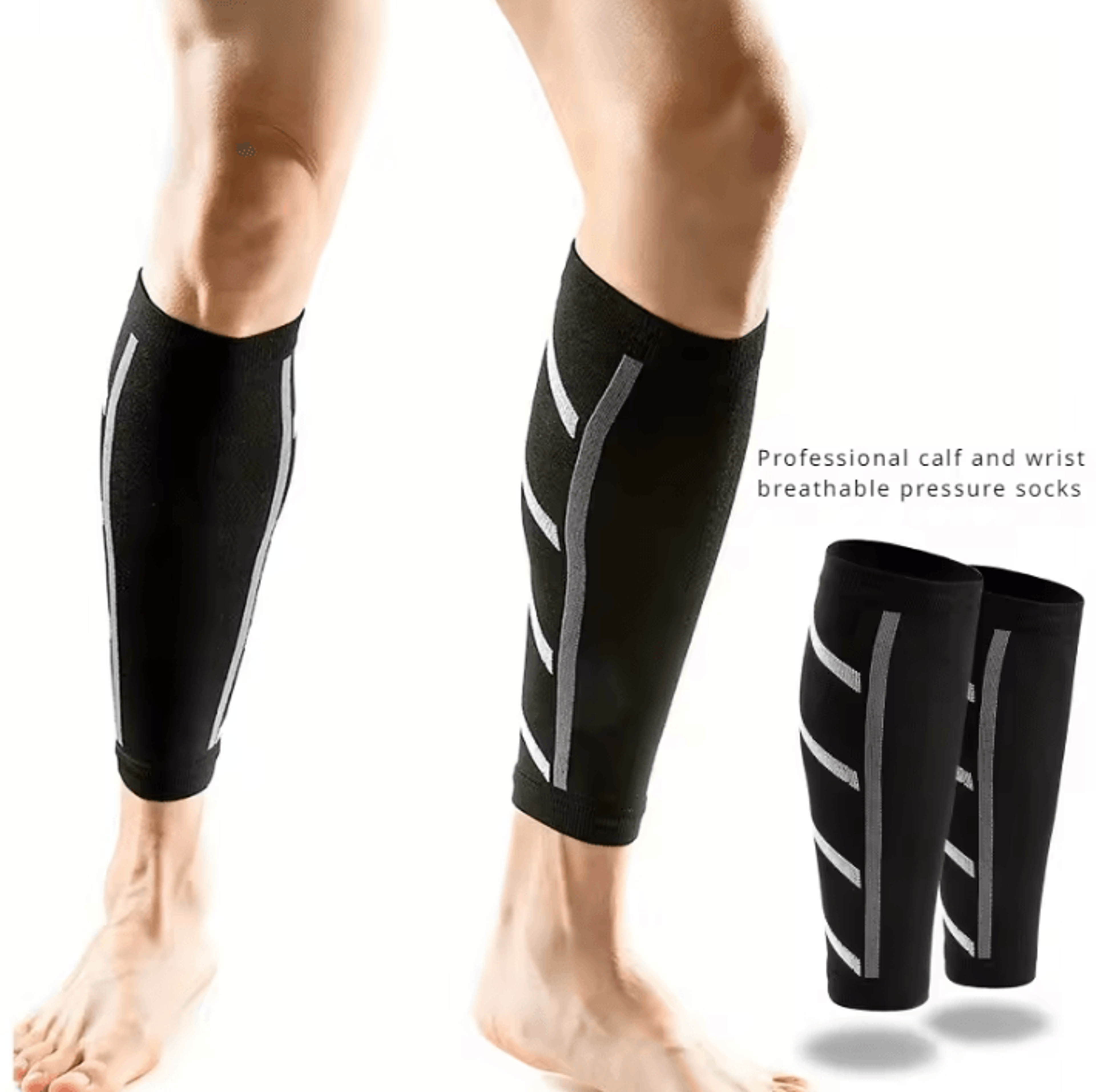 1 pair compression calf sleeves with uv protection for running, basketball, cycling and soccer