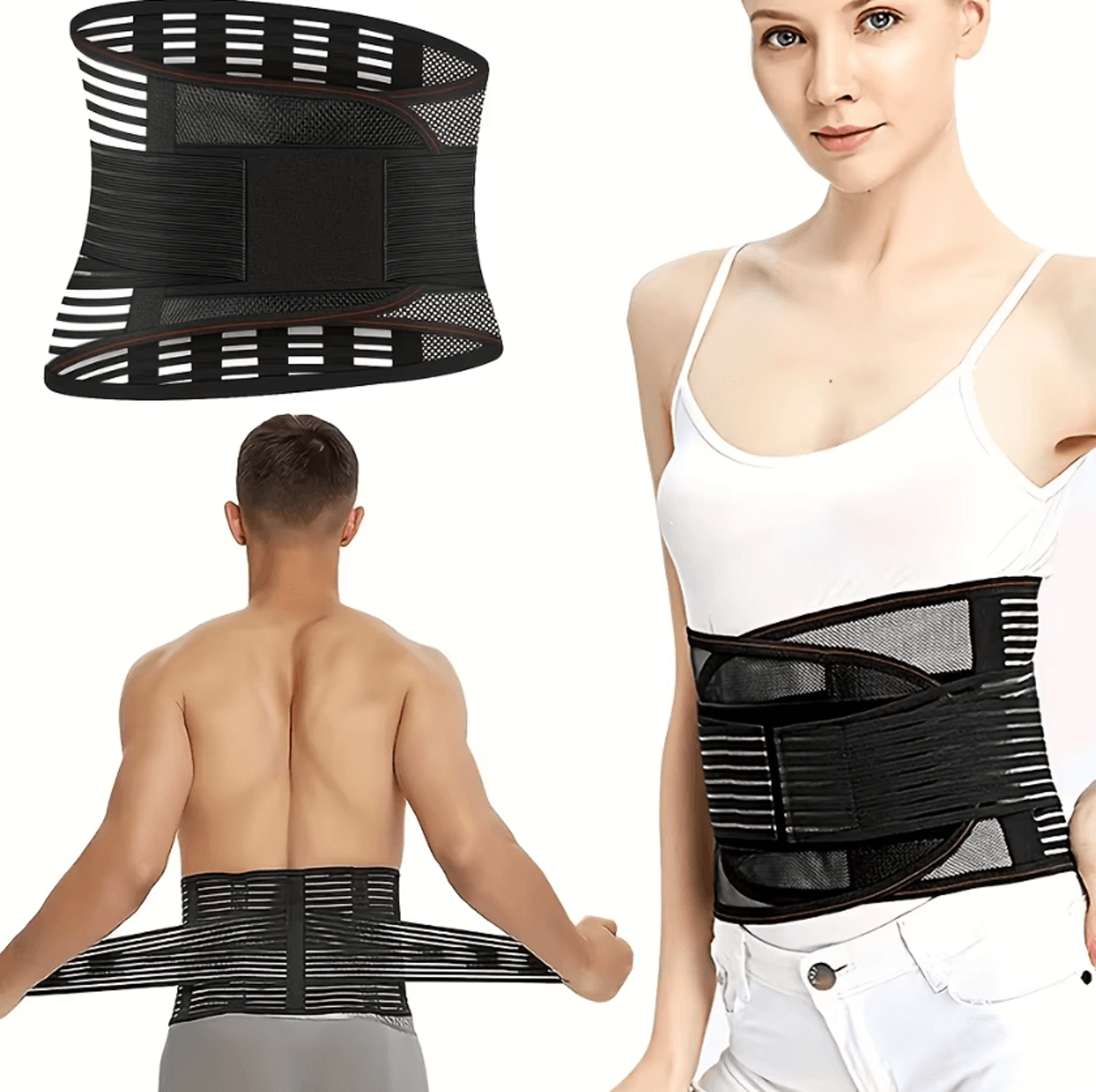adjustable lower back brace with lumbar support belt for work, lifting and everyday comfort