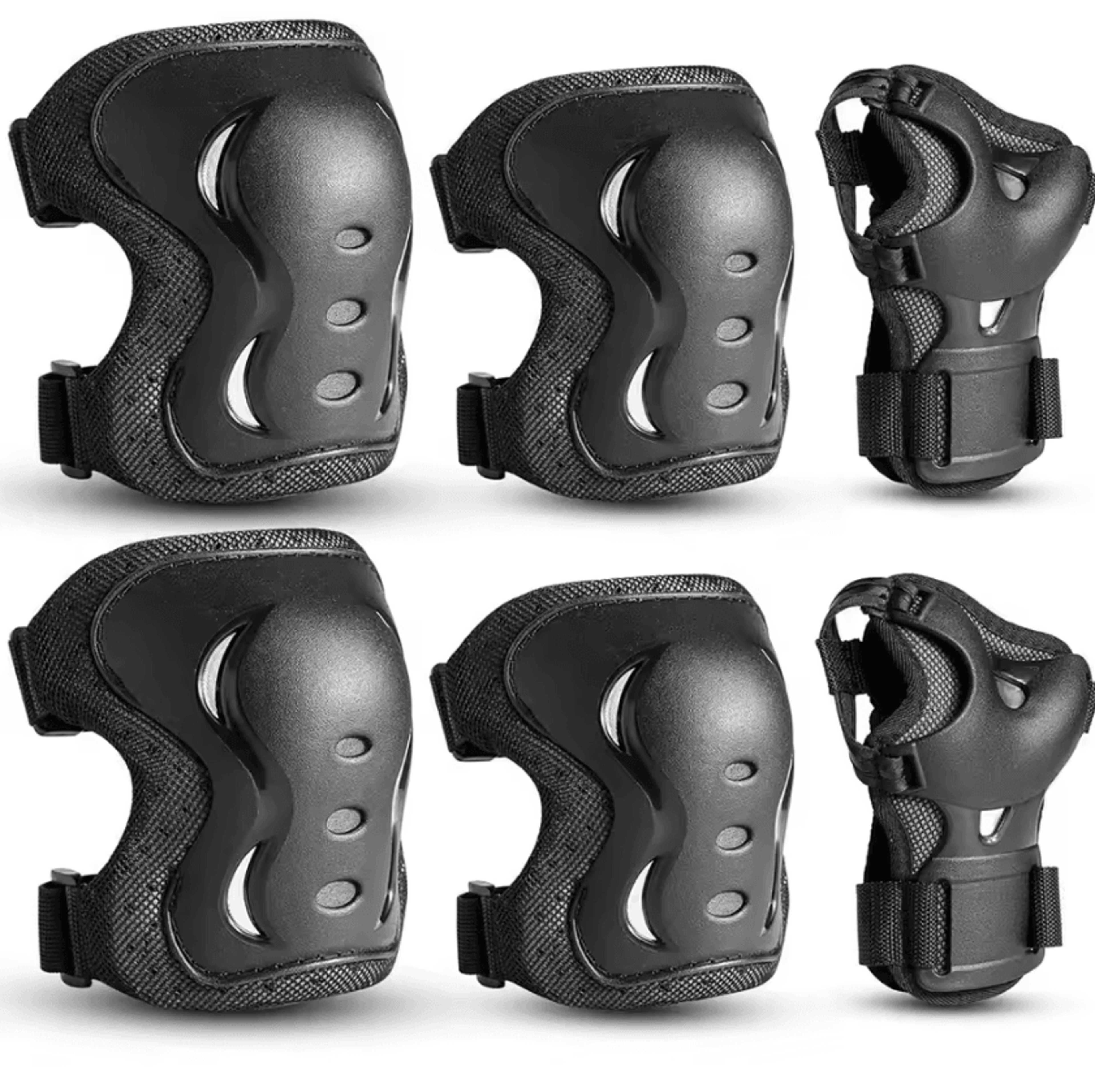 6-piece kids protective gear set with knee pads, elbow pads and wrist guards for skating and cycling