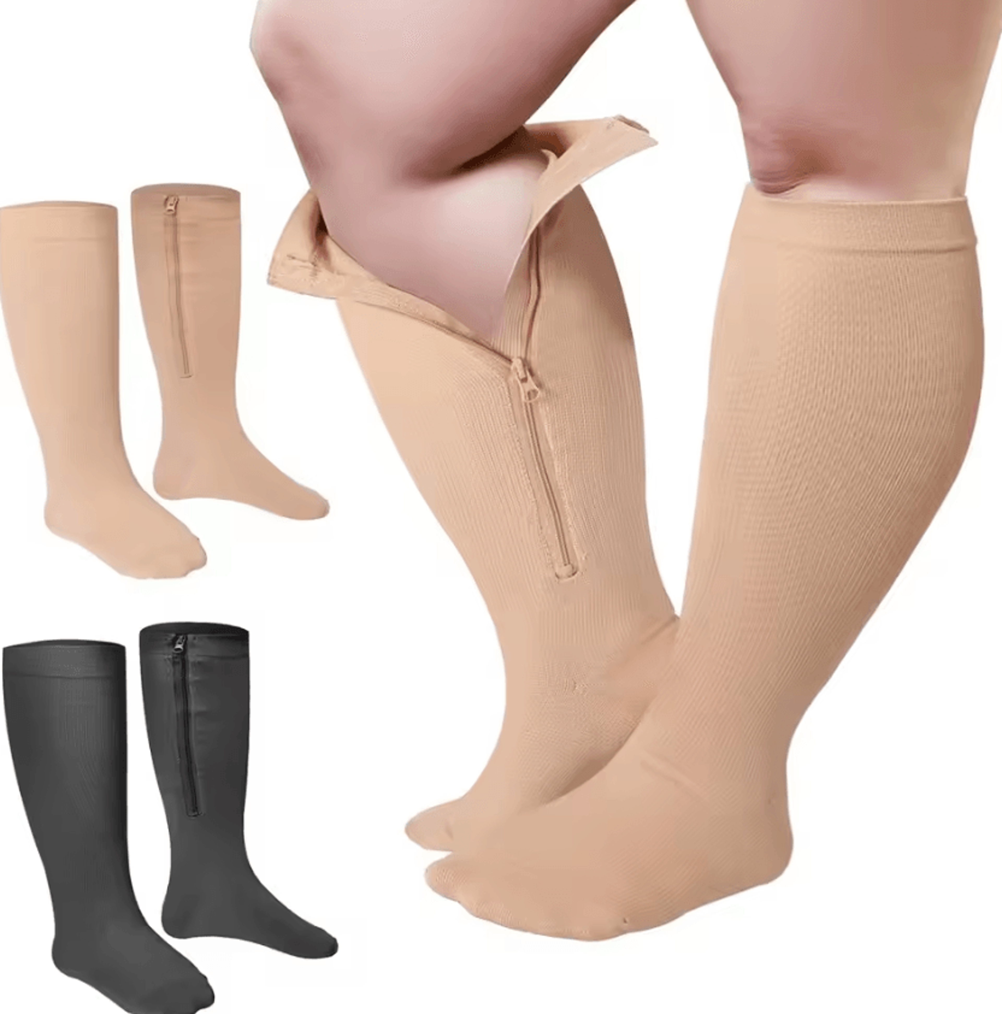open-toe compression socks with zipper high tube support socks for sports and travel