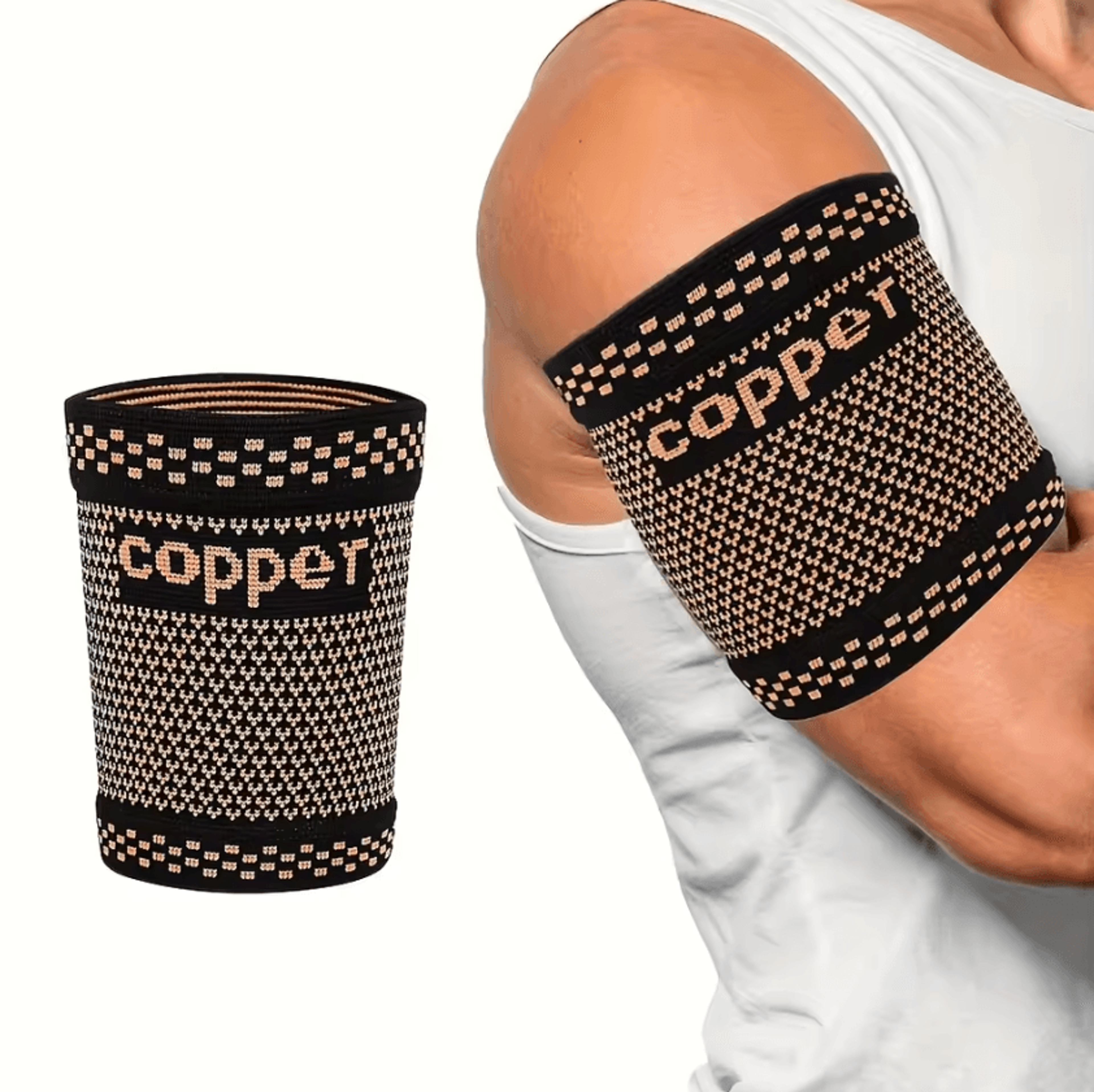 copper bicep compression sleeve arm support for men and women