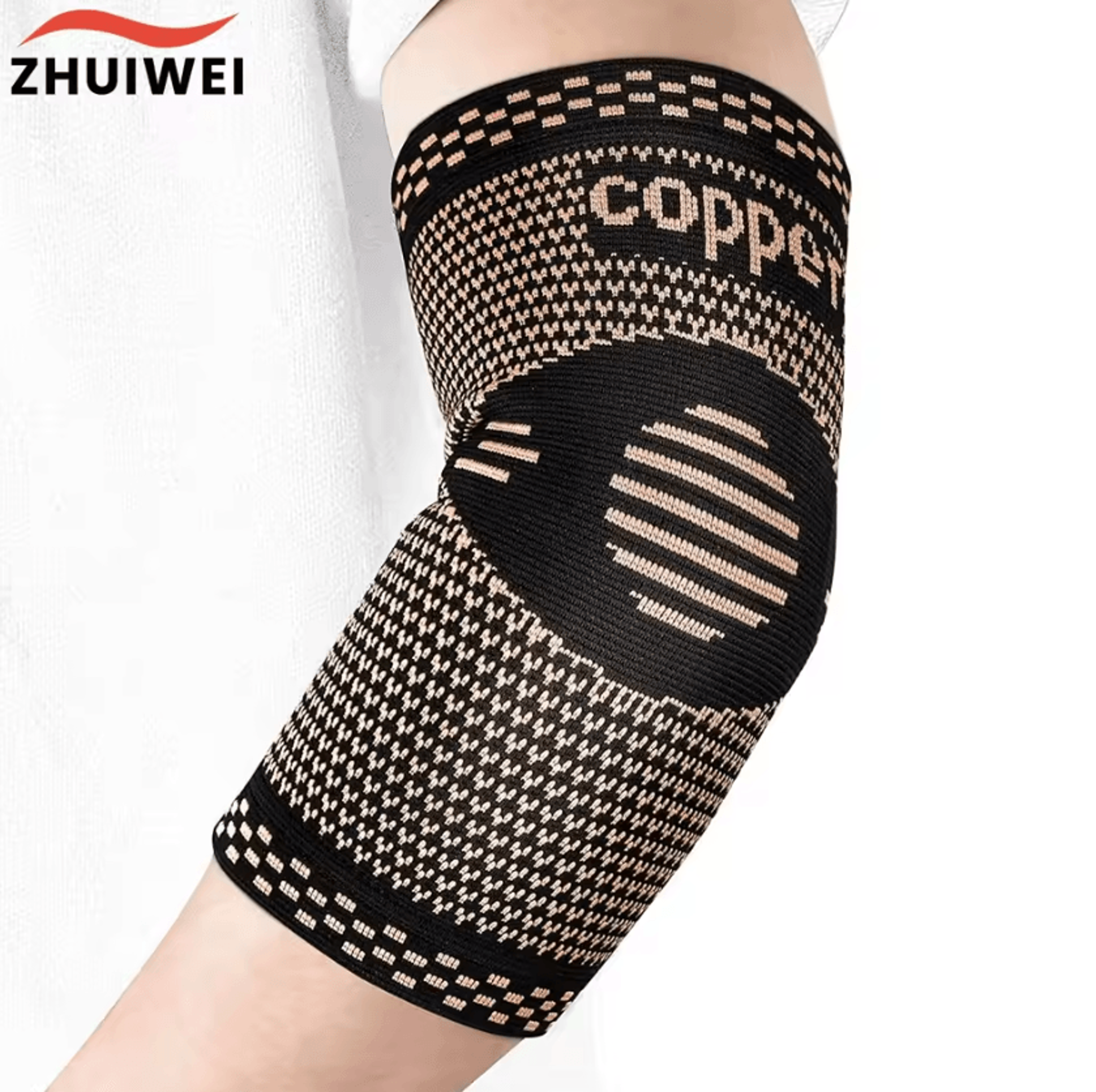copper elbow compression sleeve for tennis, golf and everyday arm support