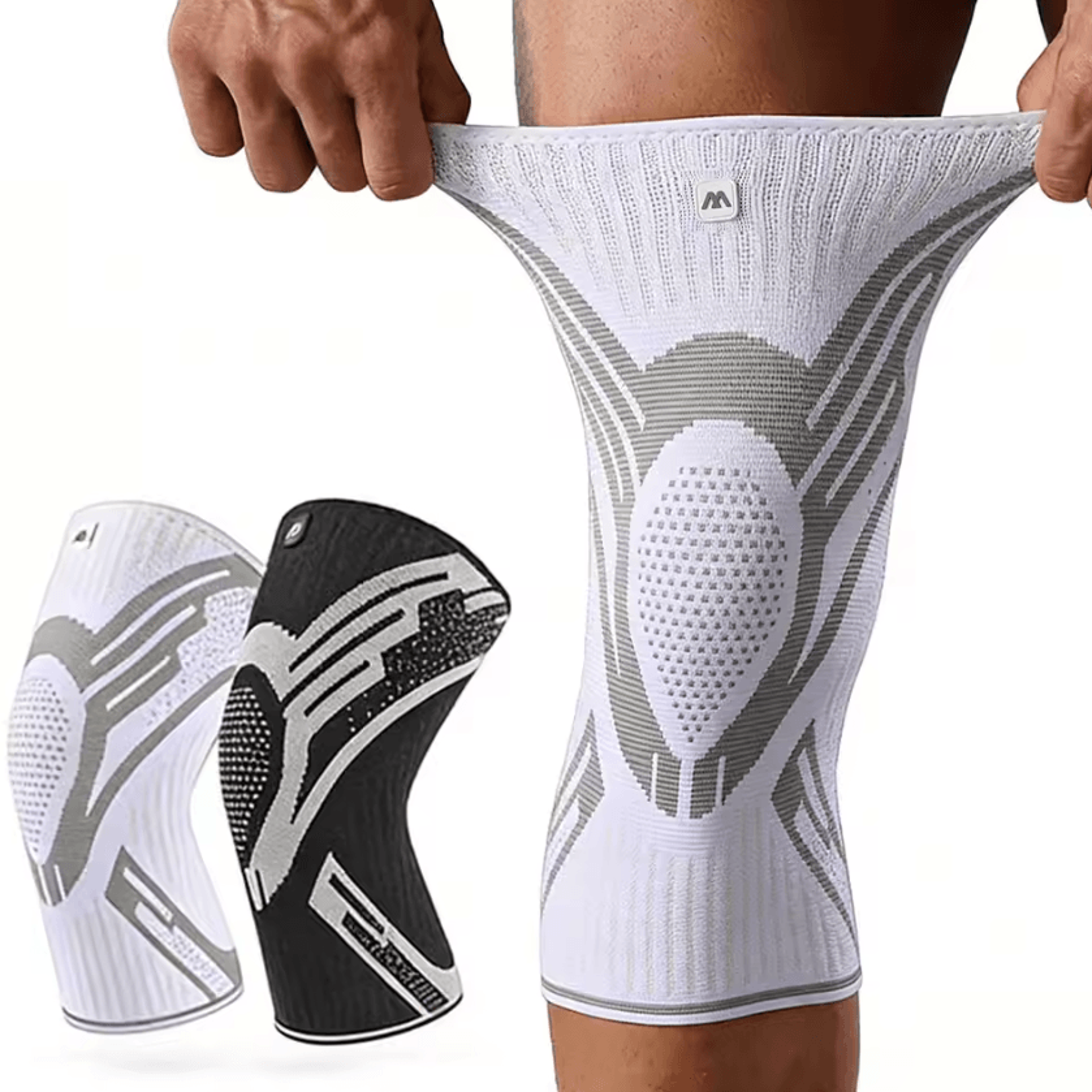 compression knee support sleeve with side springs breathable knee brace for gym basketball and running