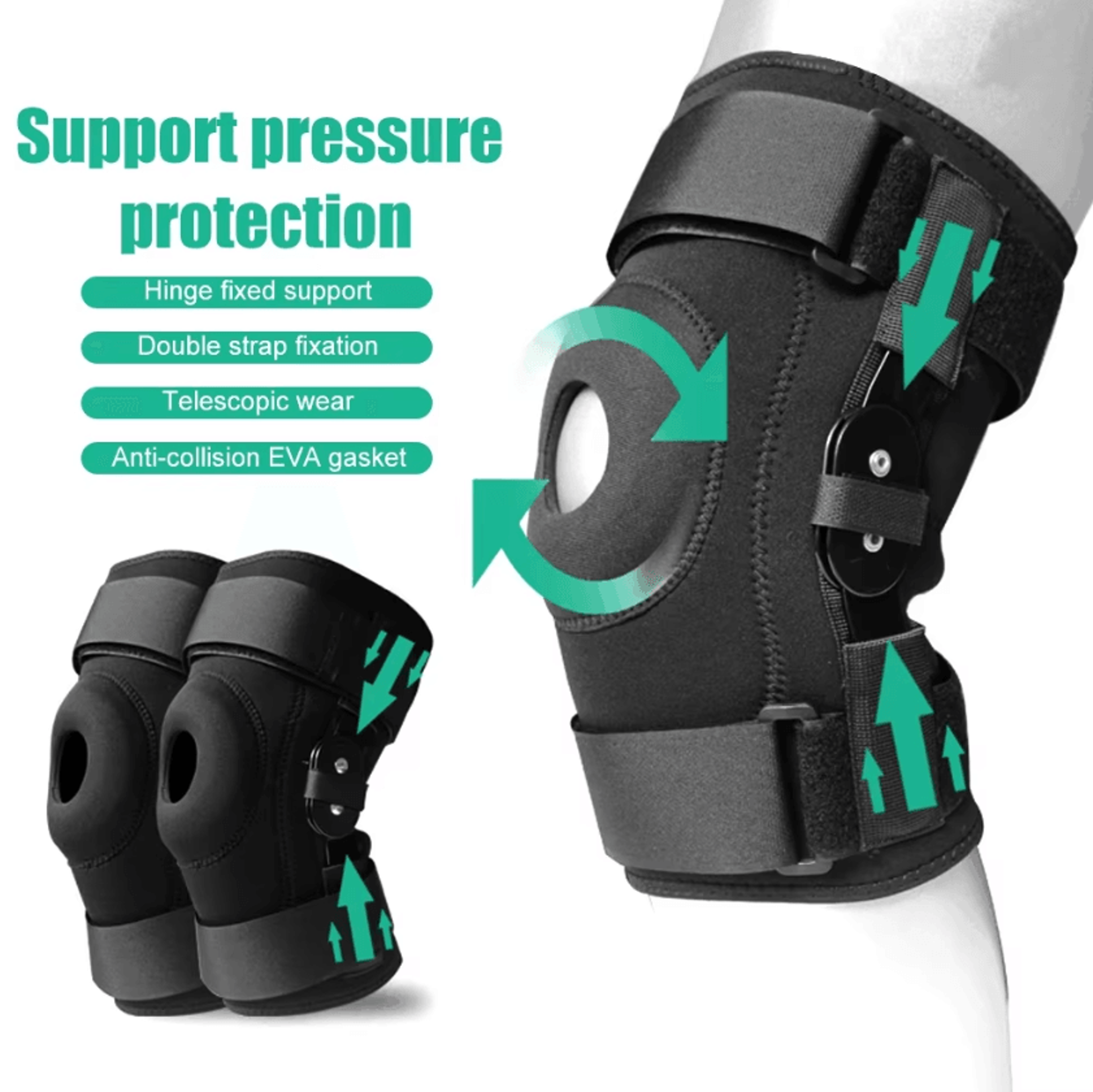 adjustable knee brace with side stabilizers and patella gel pad for men & women knee support