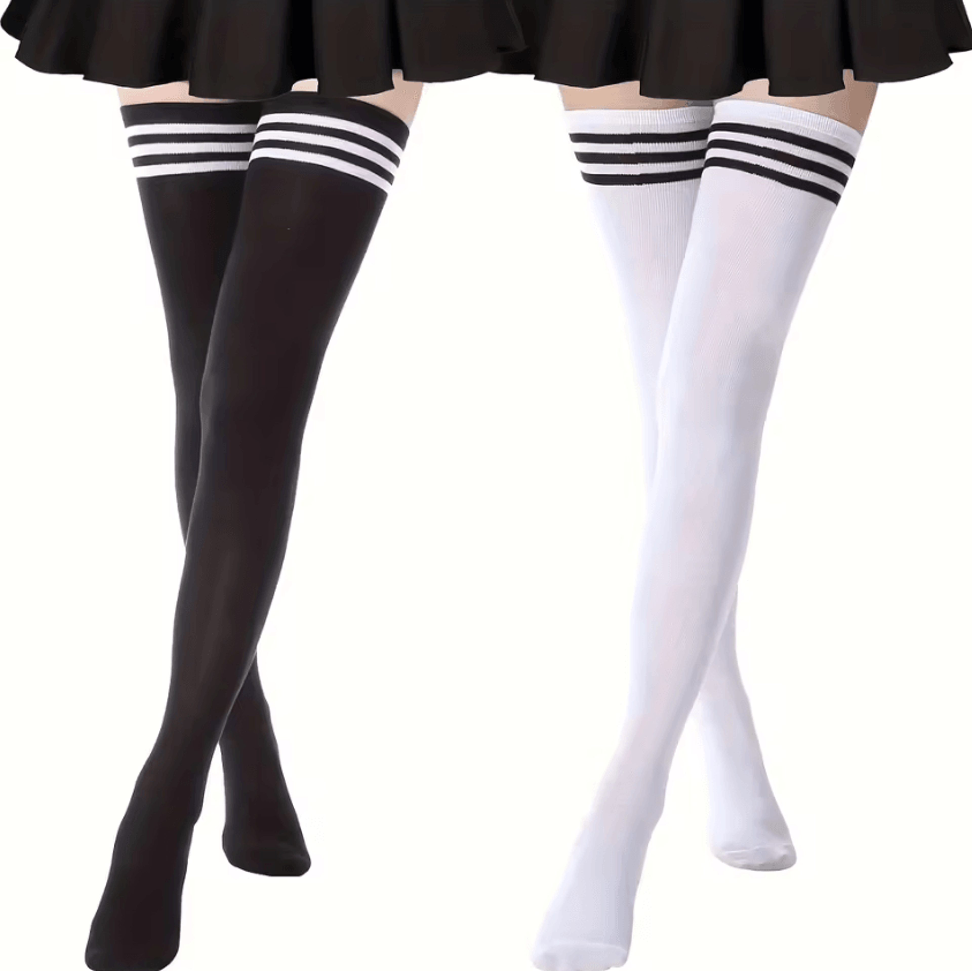 women's thigh high socks cozy over-the-knee three stripe long socks for autumn & winter