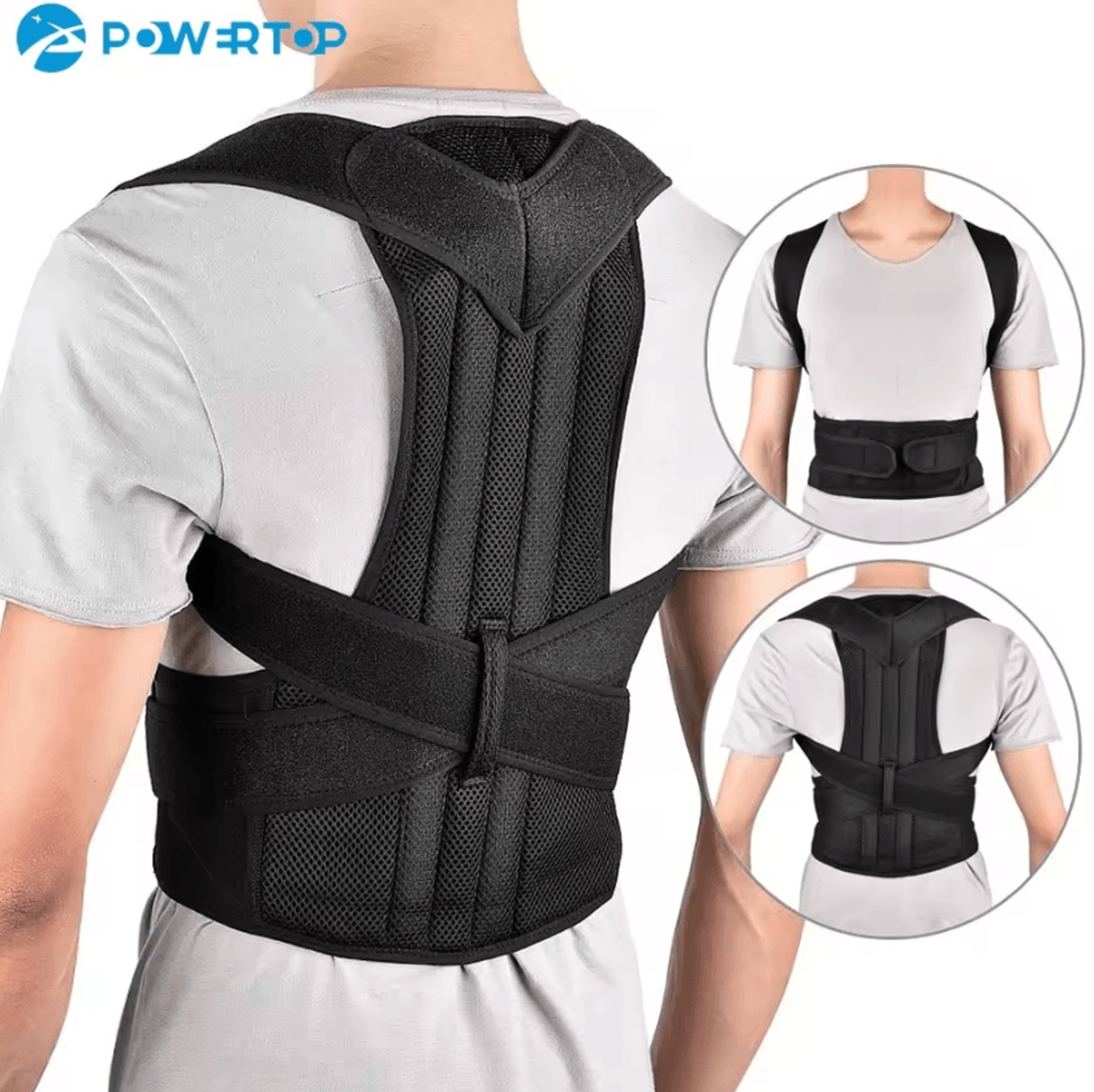 adjustable posture corrector vest with reinforced lumbar support for back, shoulders & spine alignment