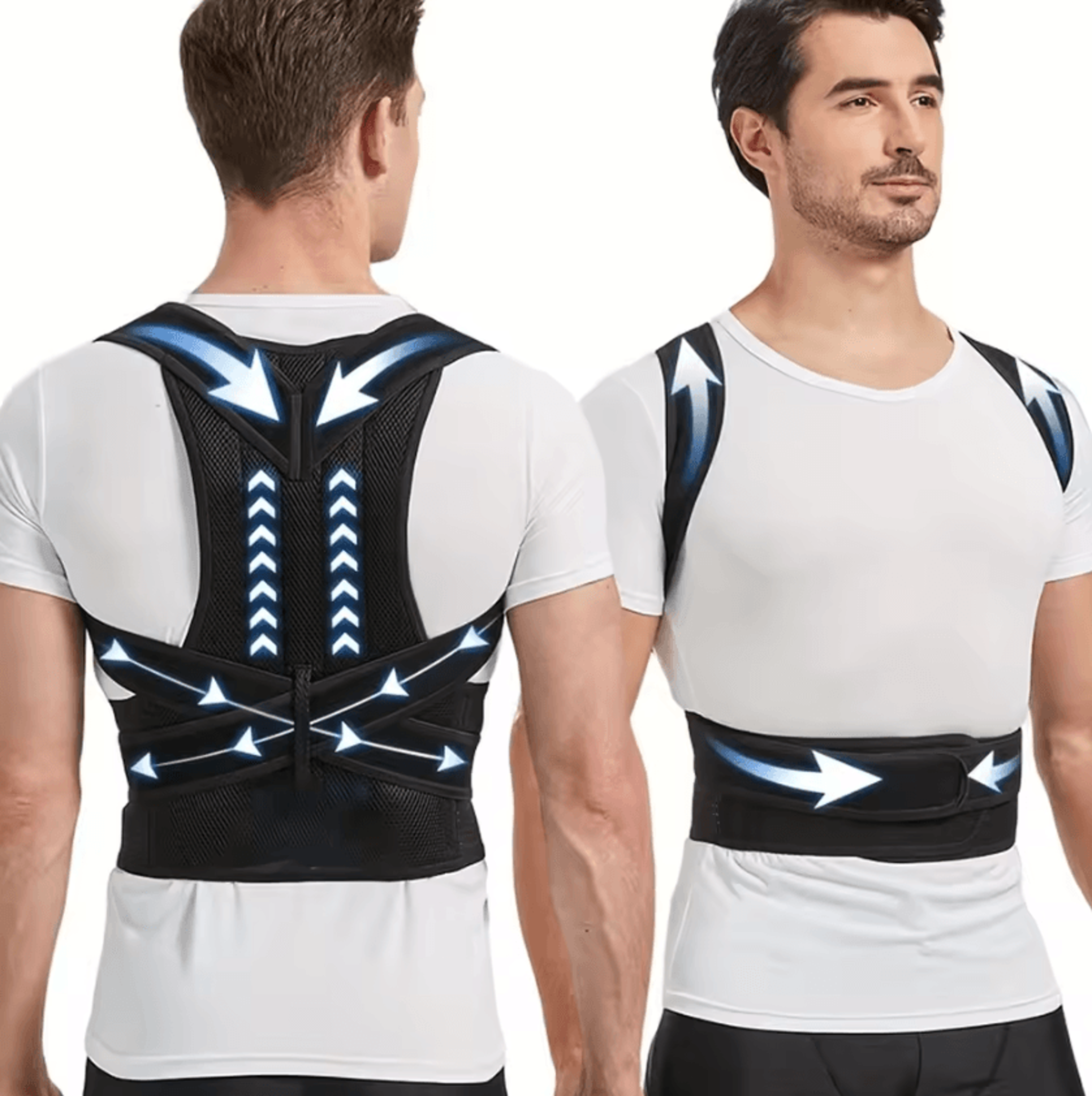 adjustable back brace and posture corrector for men & women with shoulder and lumbar support