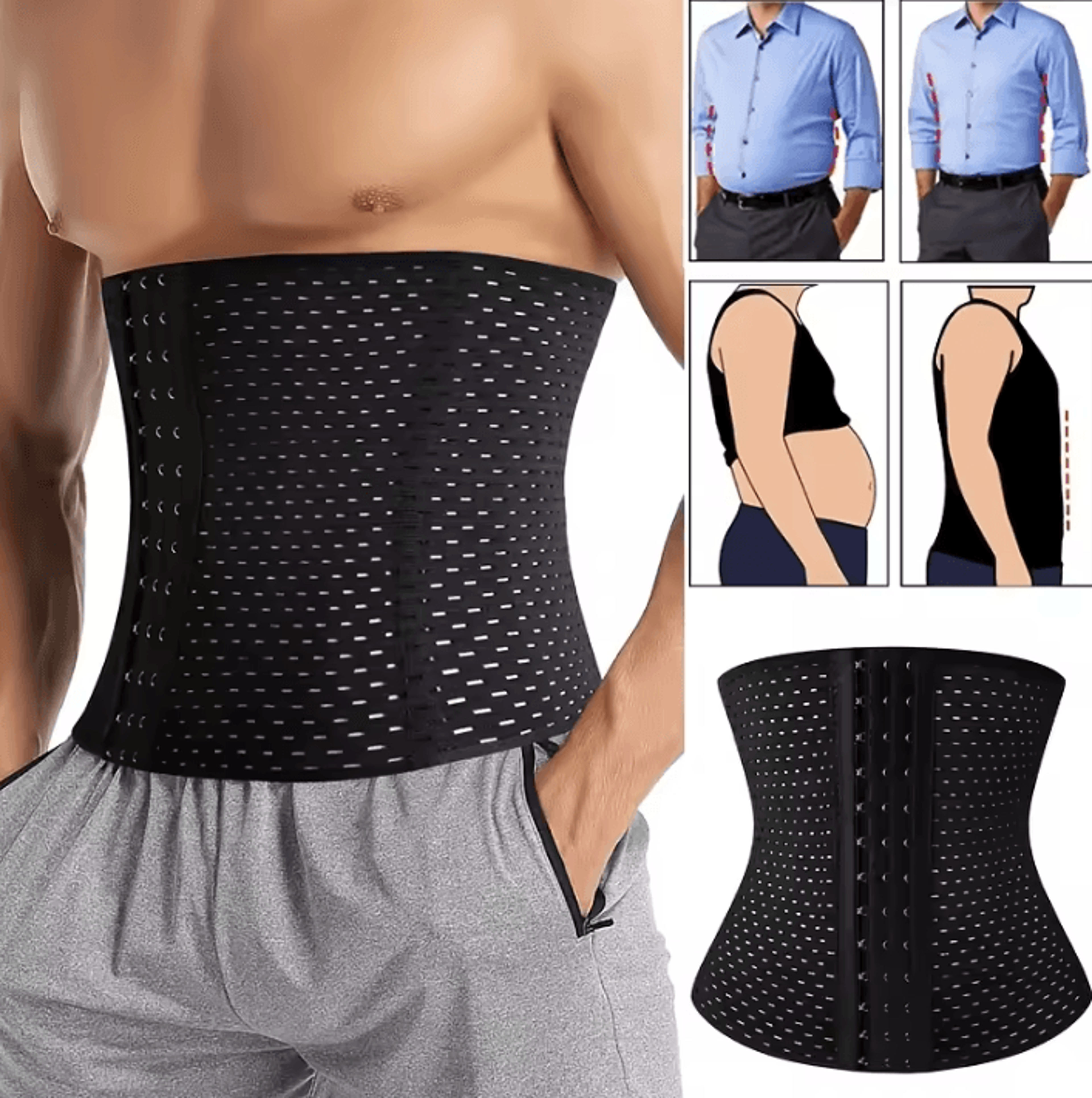 men's waist trainer belt compression shapewear for tummy control, fitness & body support