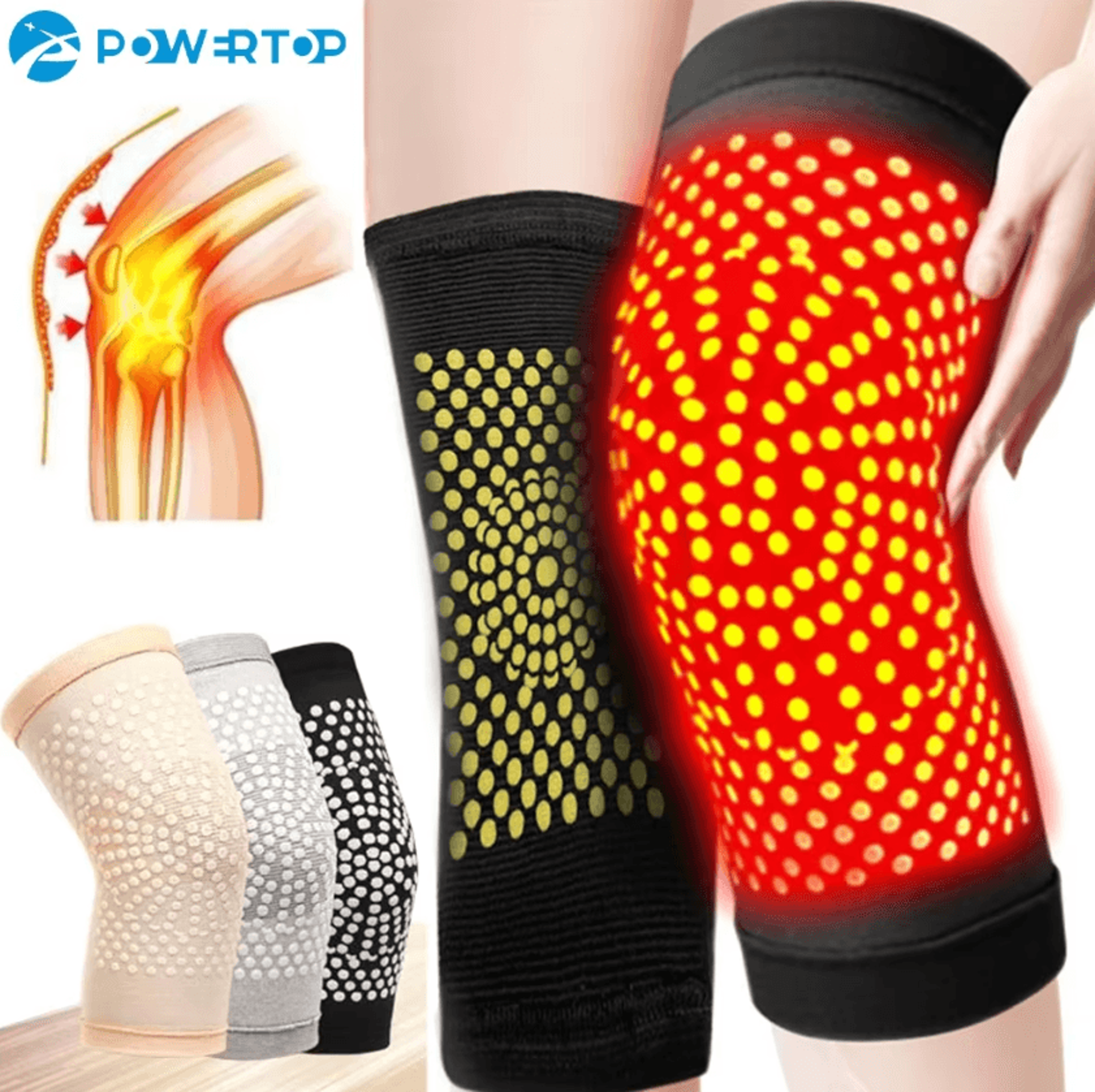 self heating knee pads with tourmaline – adjustable knee support brace for warmth, joint comfort & everyday wear