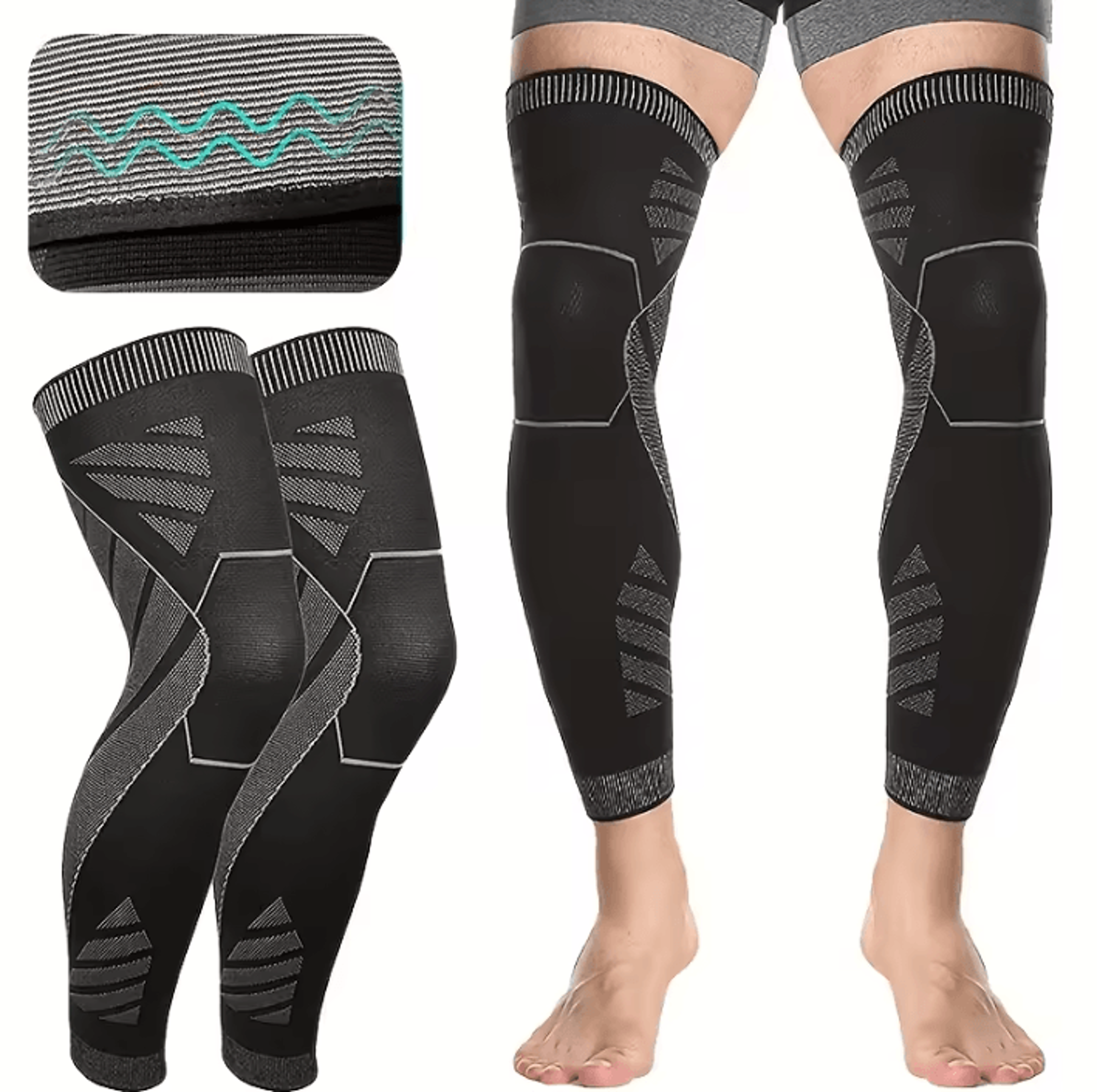 sports full leg compression sleeve – breathable graduated compression stocking for thigh, knee & calf support