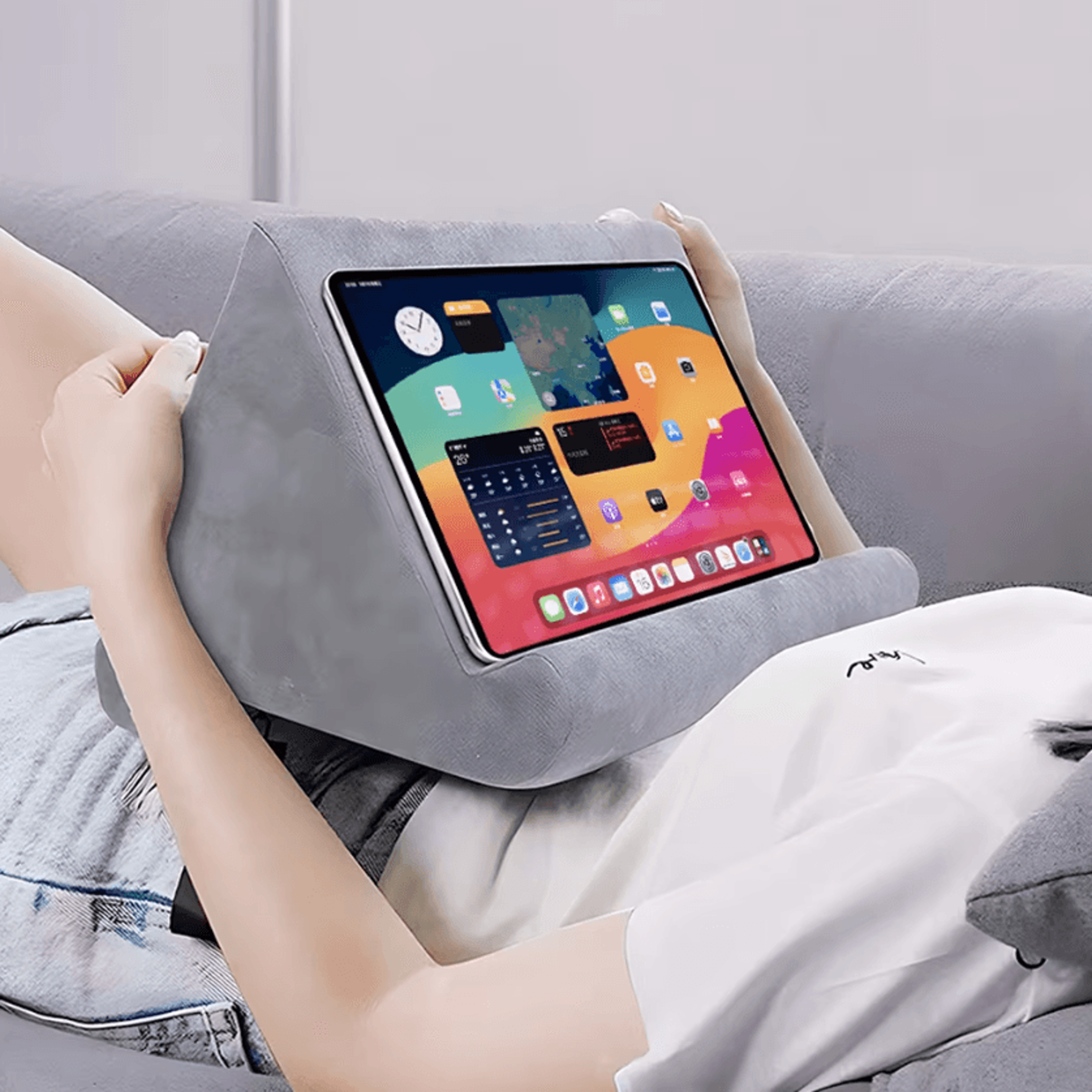 tablet pillow stand – multi-angle tablet holder cushion for ipad, samsung, huawei, xiaomi & phones