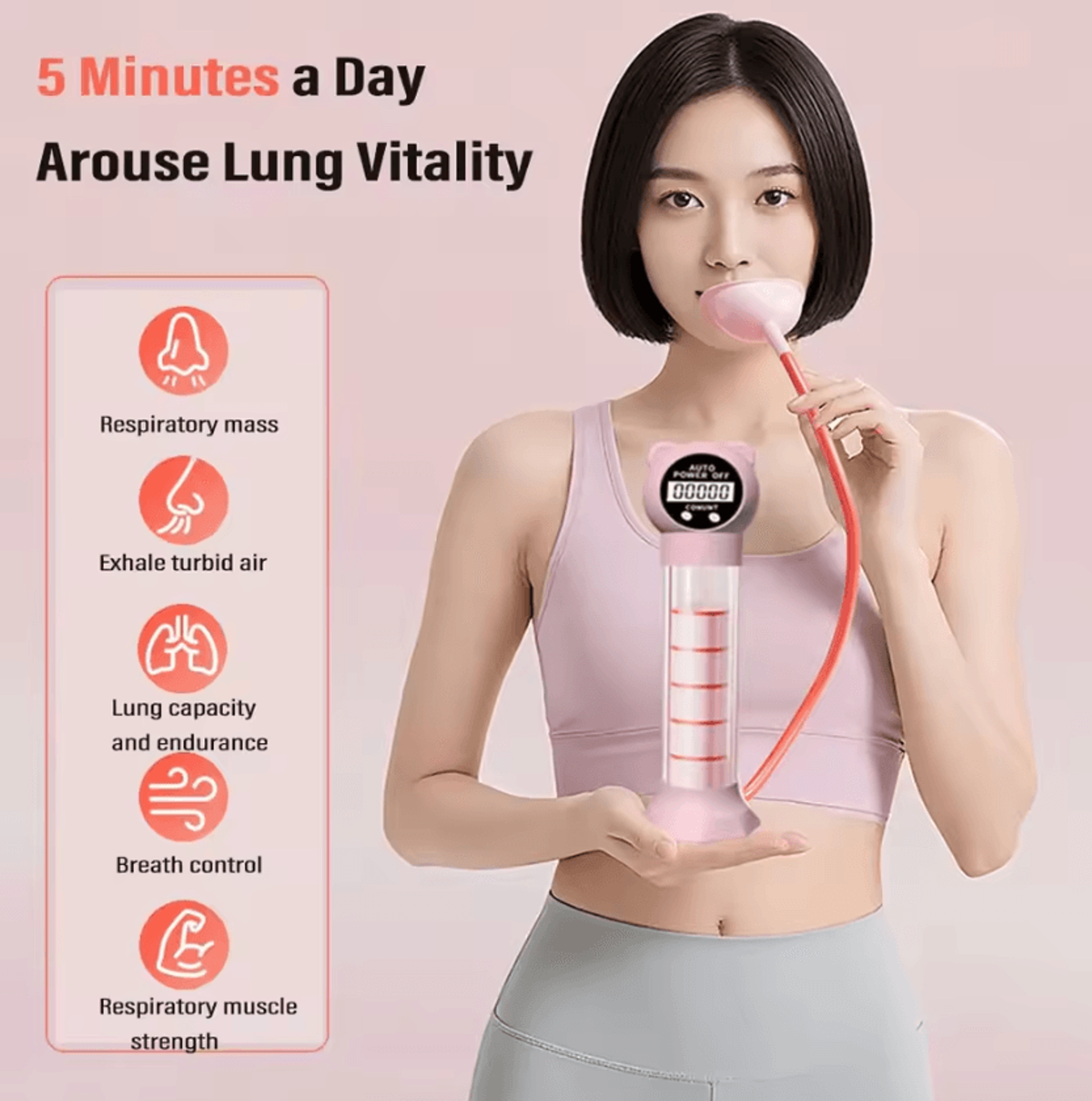 portable breathing exercise trainer for lung capacity and core strength