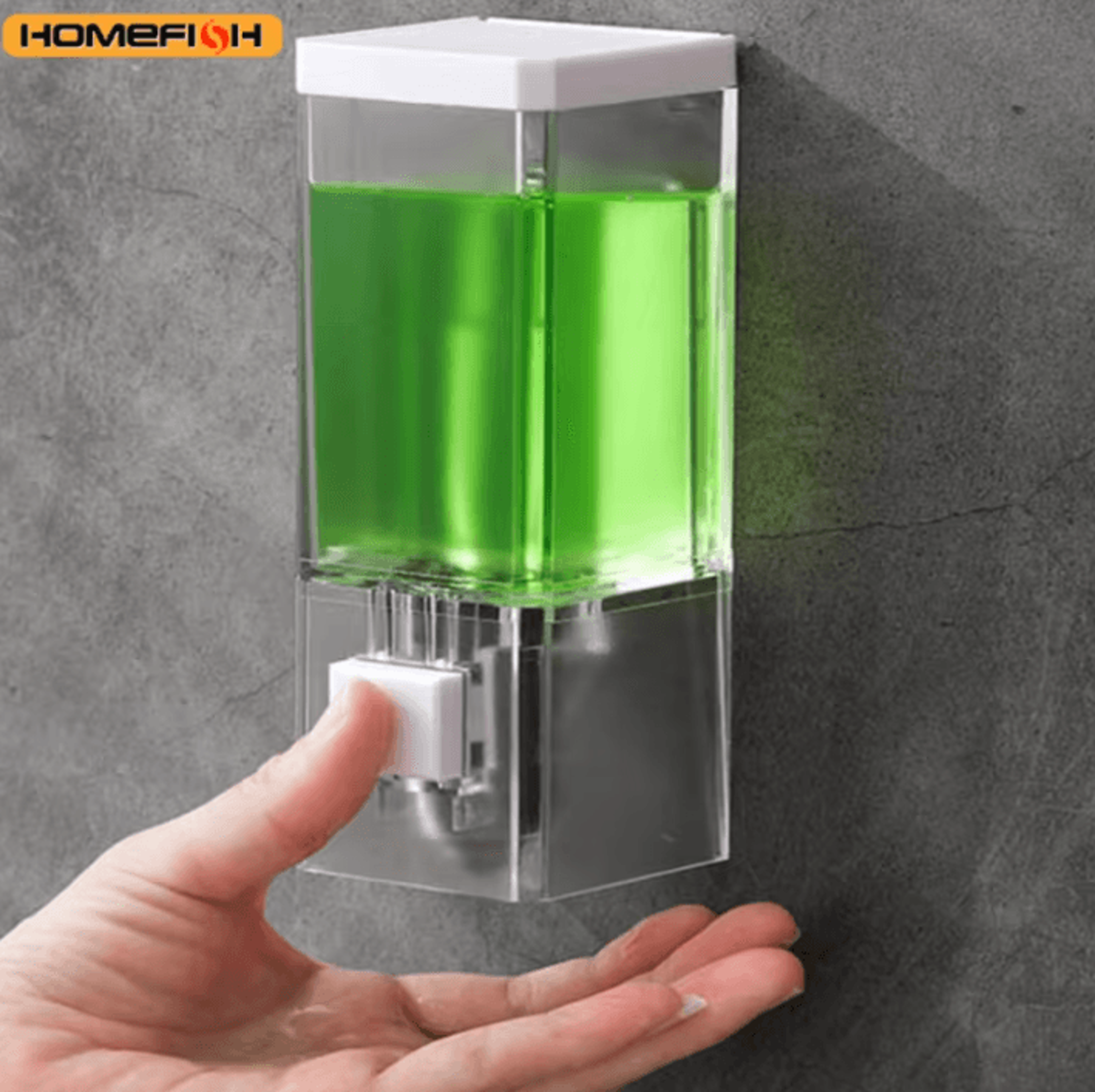 homefish wall mounted manual soap dispenser with transparent refillable bottle